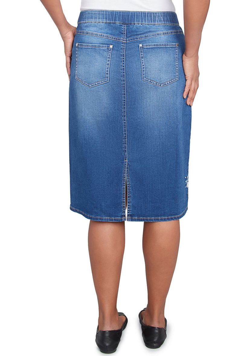 Womens Flower Power Embroidered Skirt