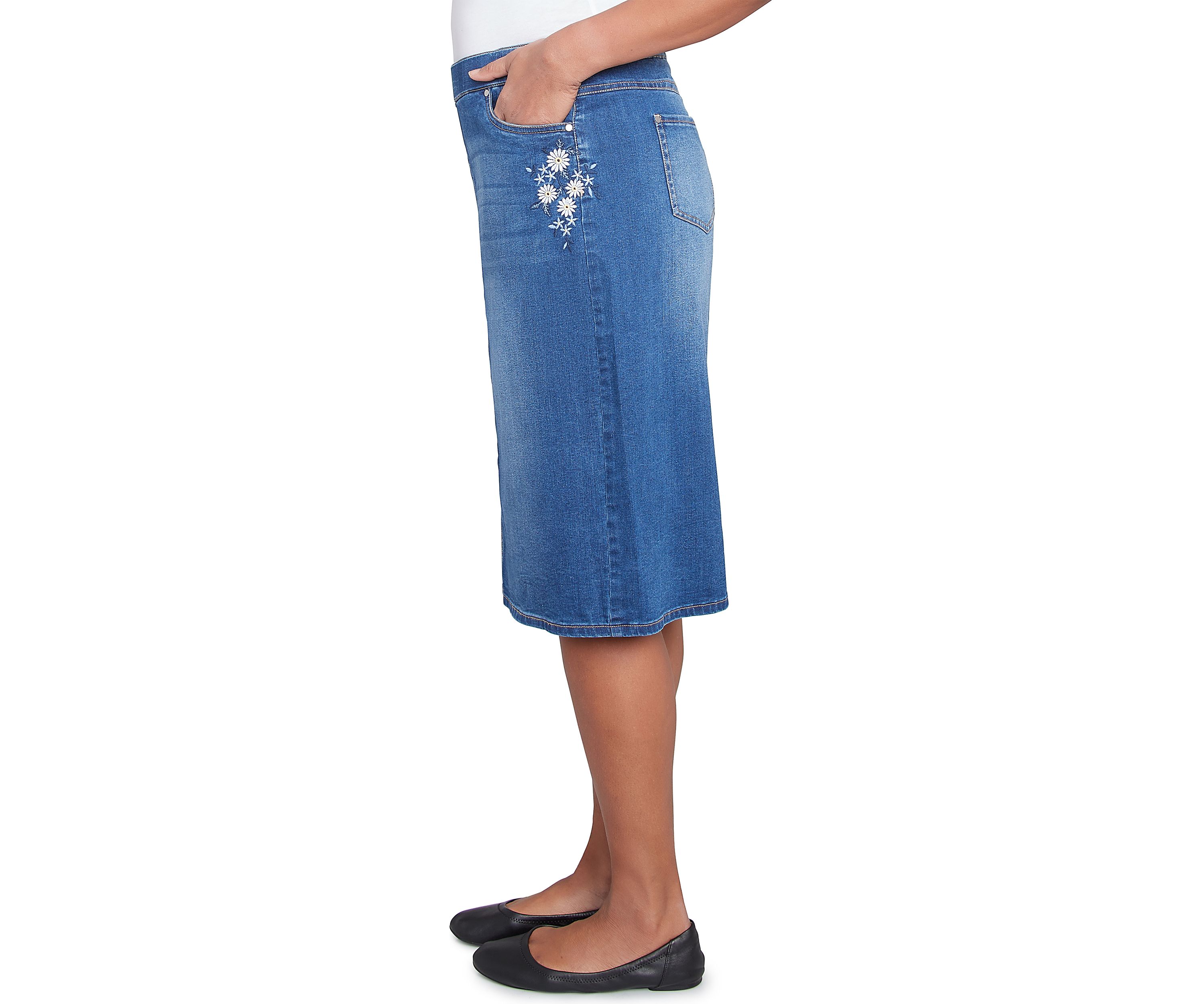 Womens Flower Power Embroidered Skirt
