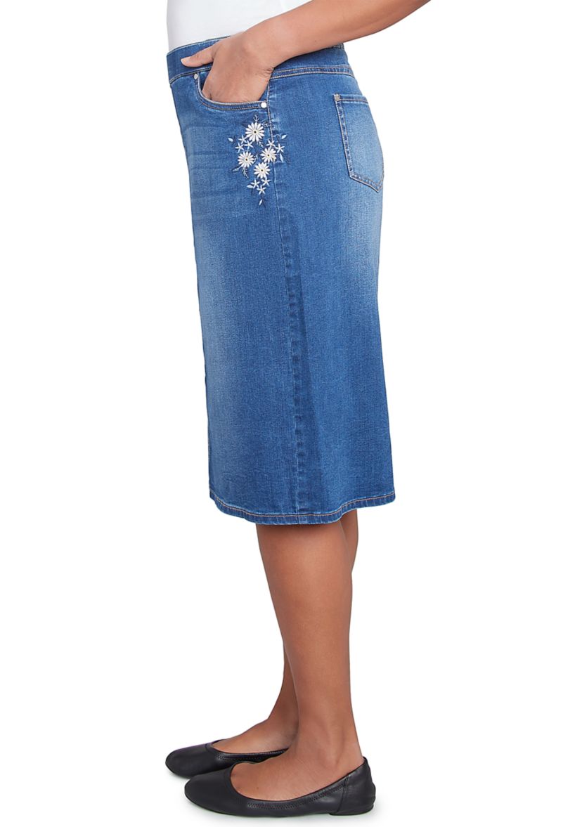 Womens Flower Power Embroidered Skirt