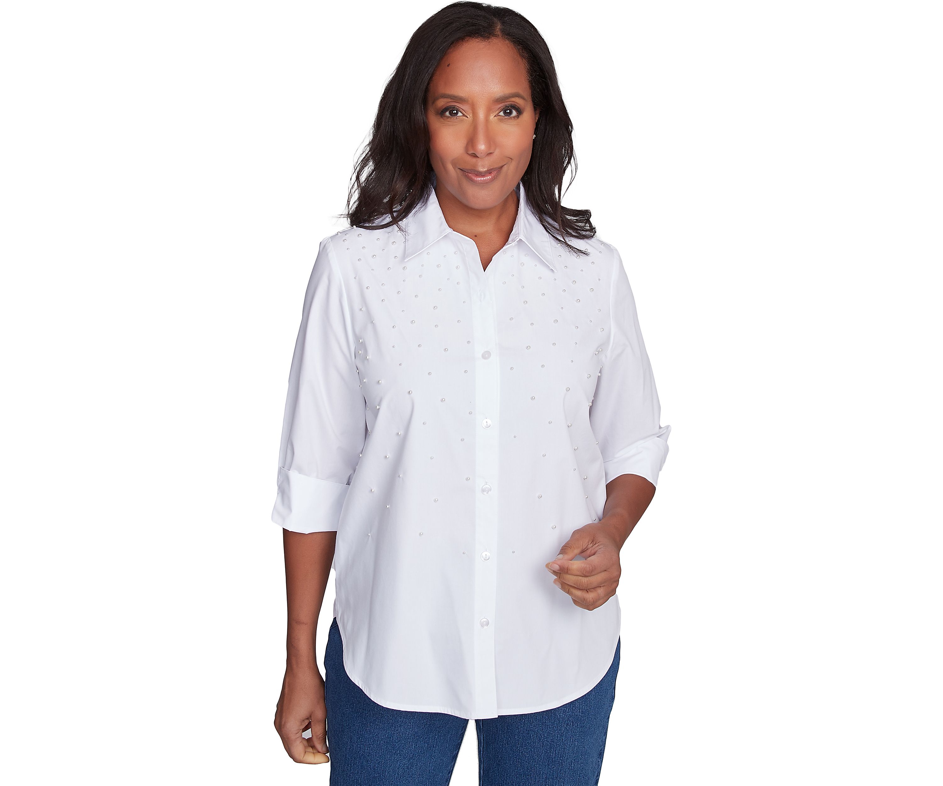 Womens Flower Power Pearl Studded Shirt