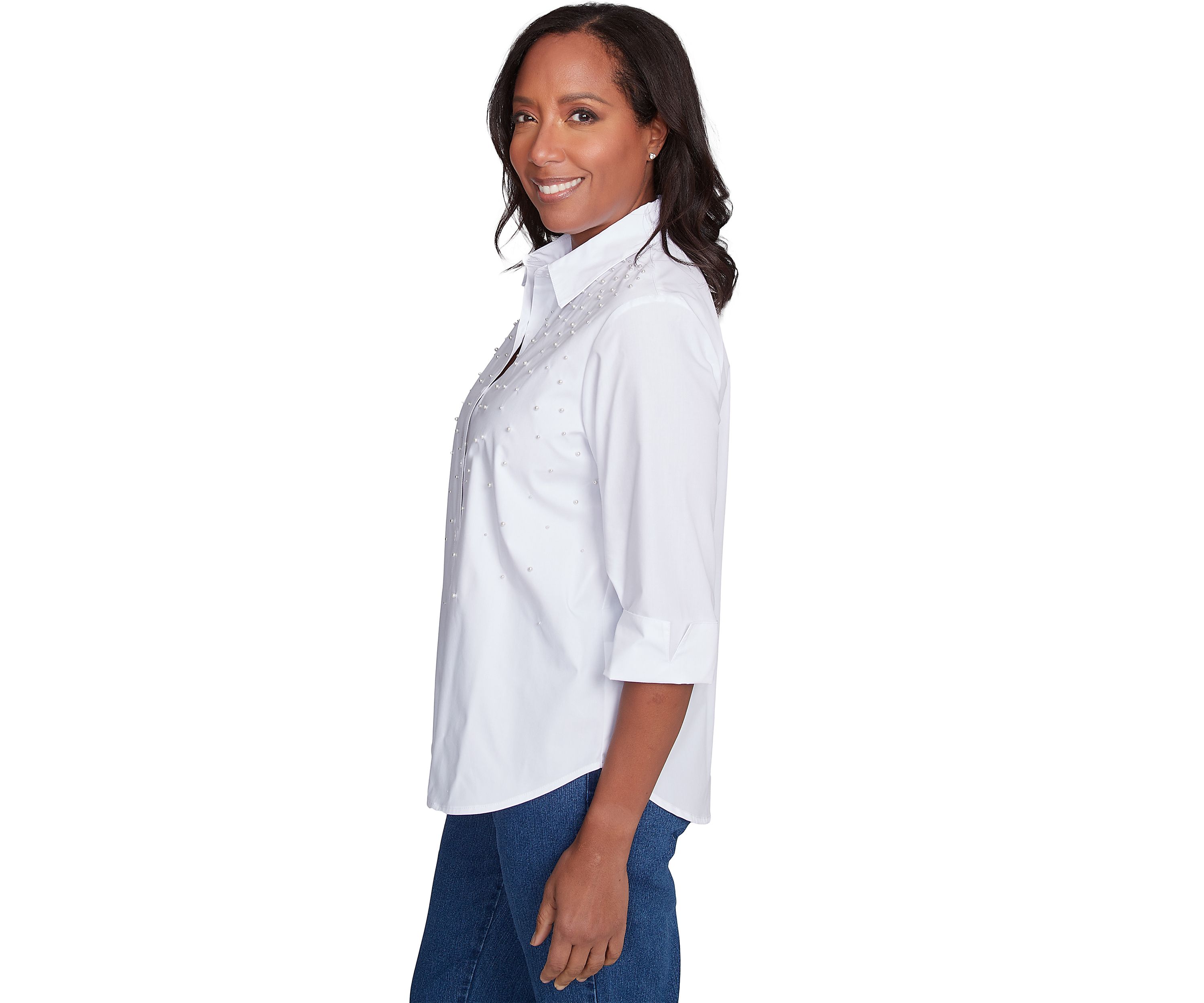 Womens Flower Power Pearl Studded Shirt