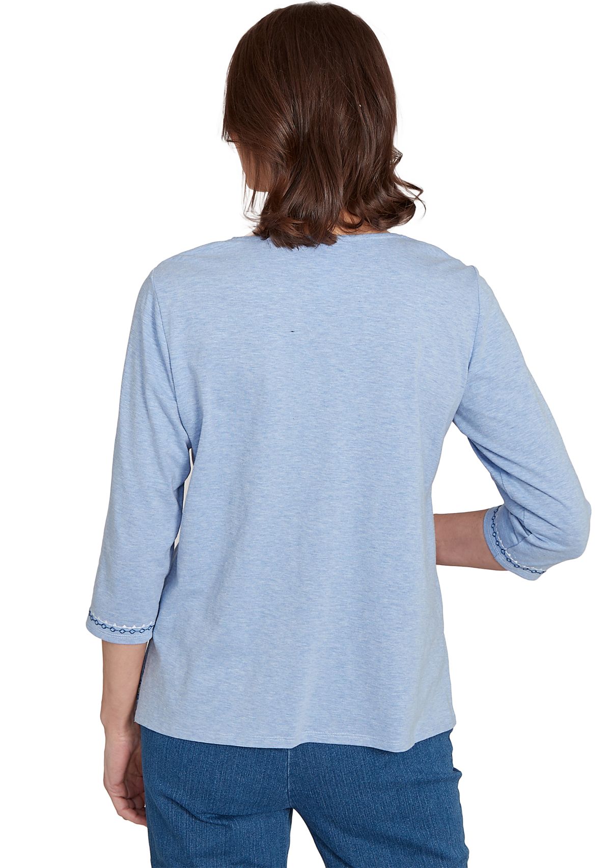 Womens Flower Power Embroidered Daisy Yoke Top