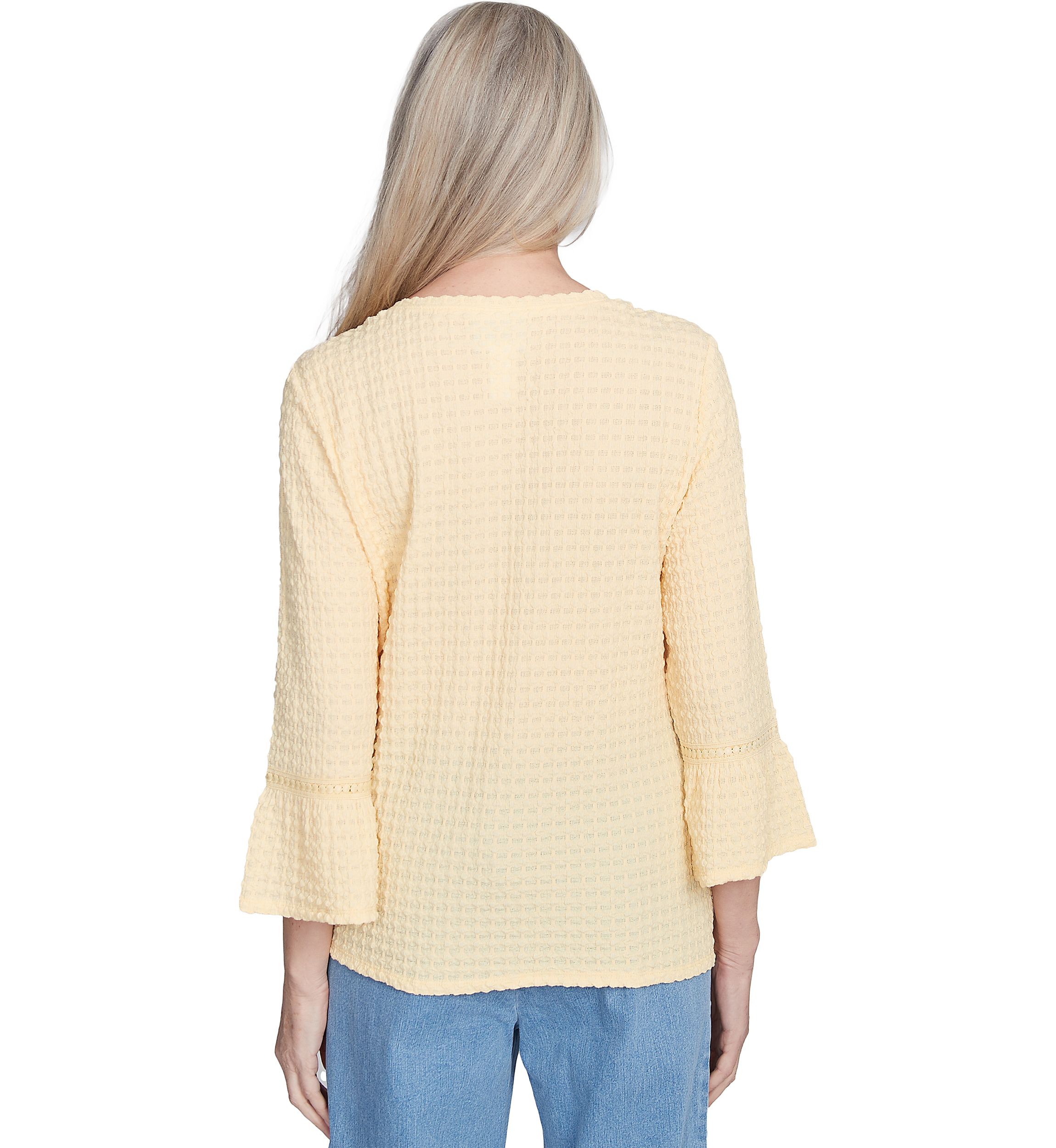 Womens Flower Power Tie Front Texture Top