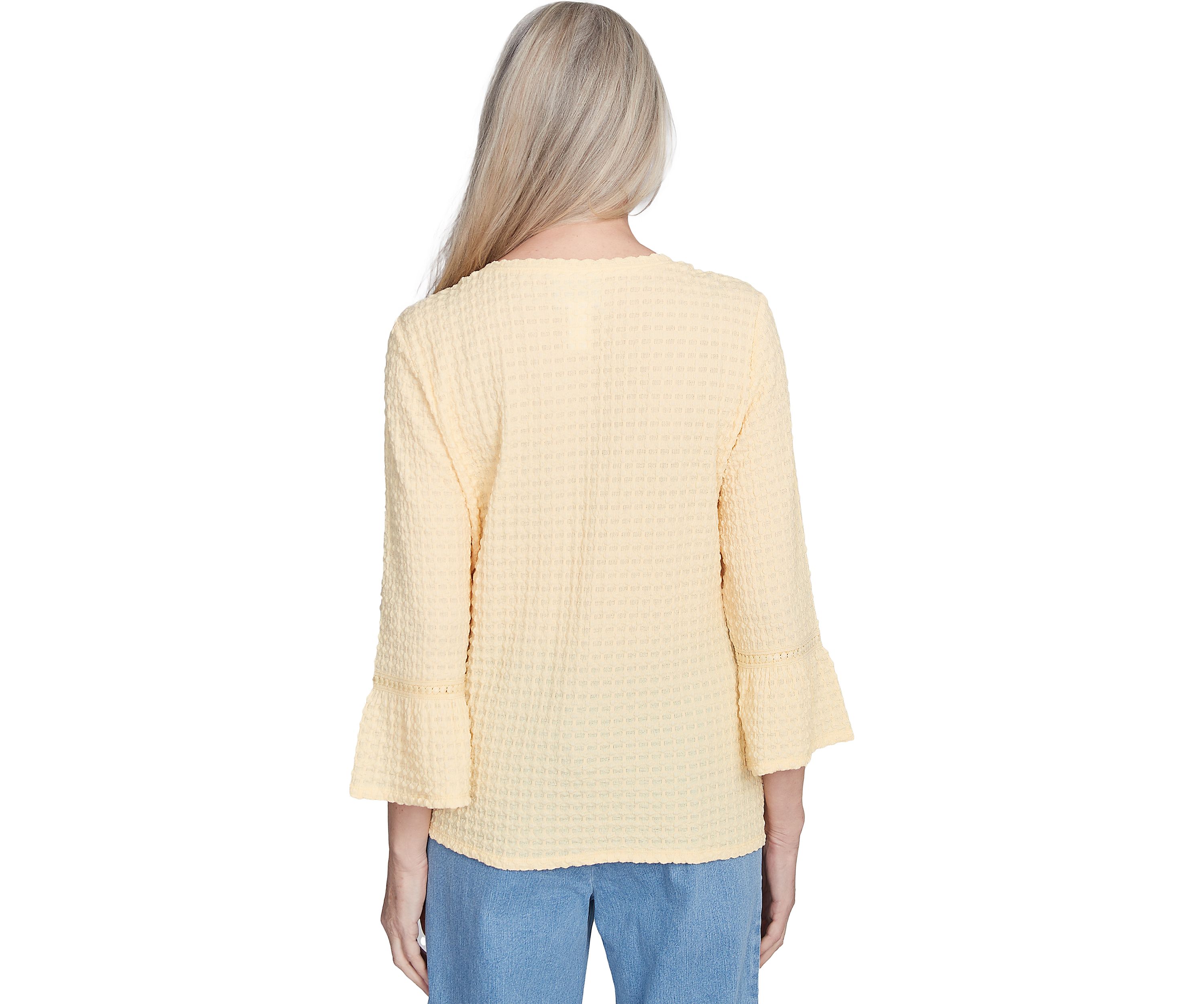 Womens Flower Power Tie Front Texture Top