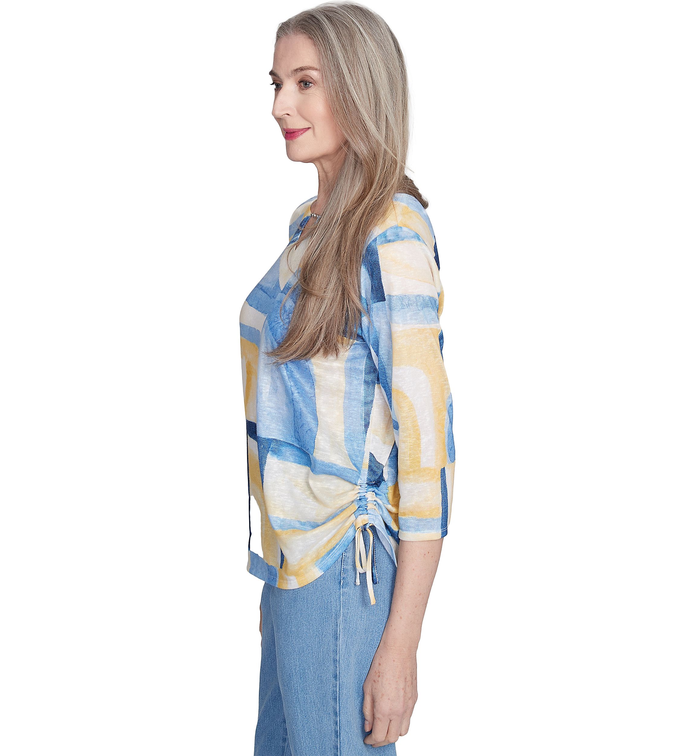 Womens Flower Power Watercolor Patchwork Top 