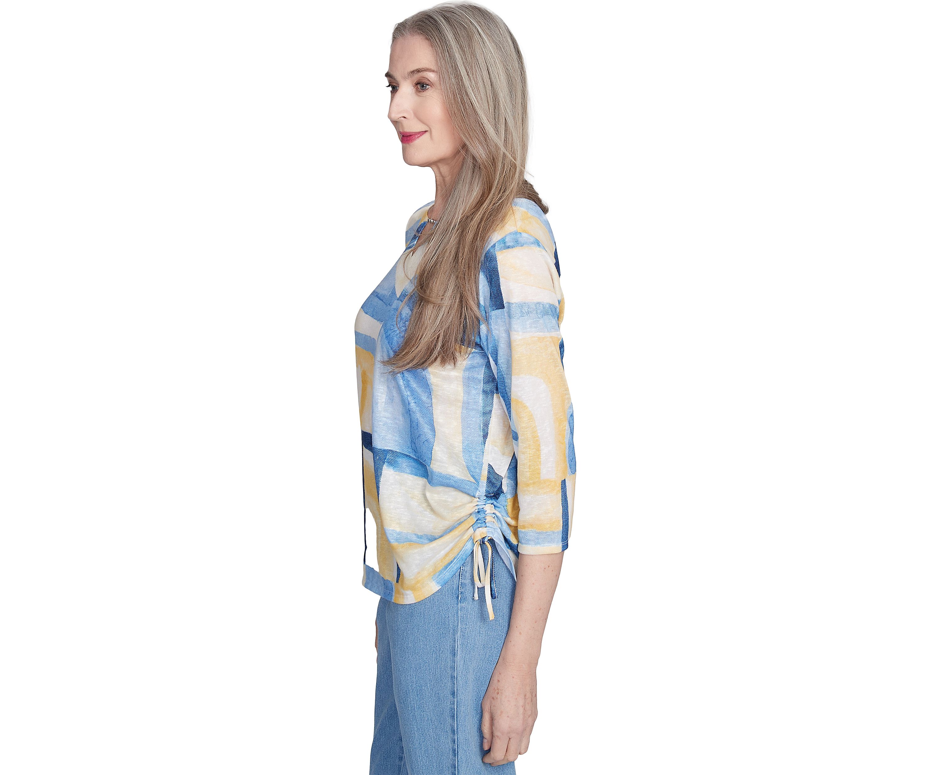 Womens Flower Power Watercolor Patchwork Top 