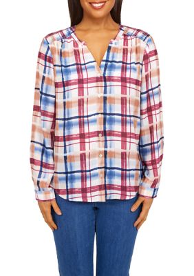 Women's Sloane Street Etched Plaid Woven Shirt