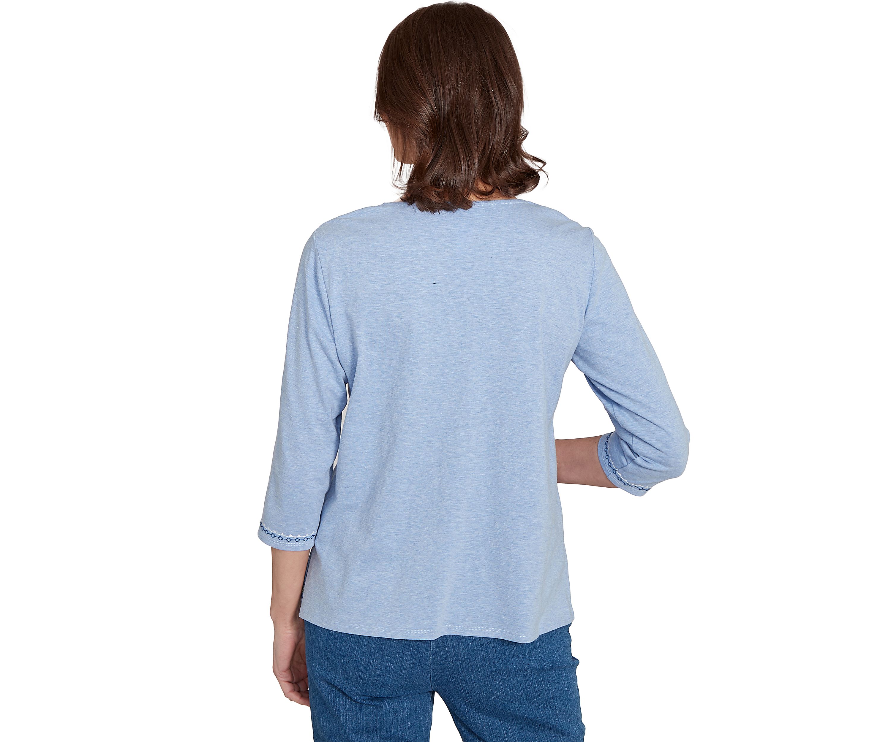 Petite Flower Power Embroidered Daisy Yoke Top