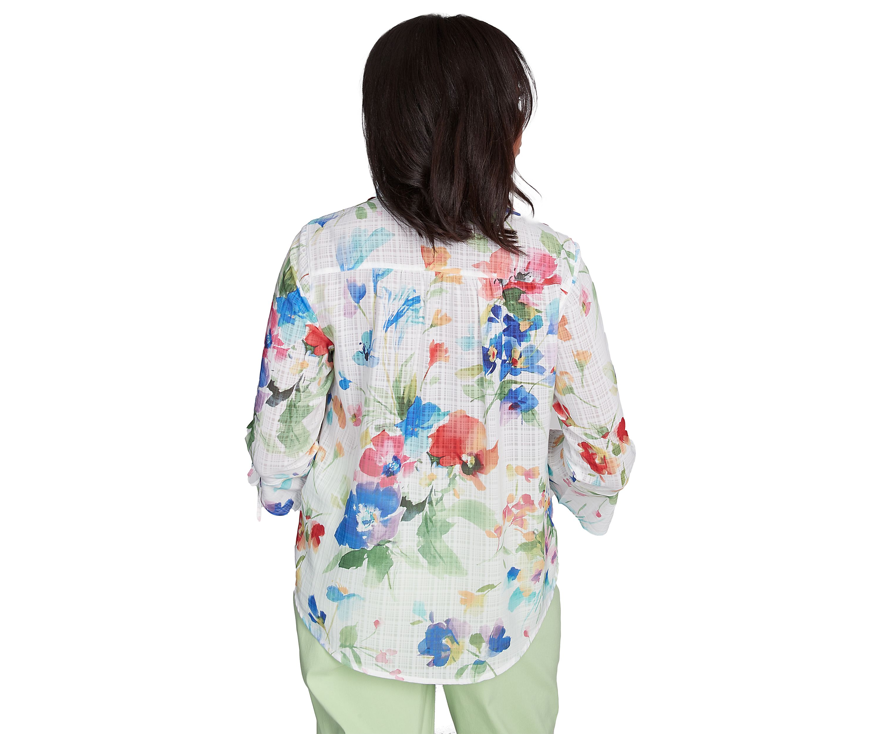 Womens Parrot Cay Abstract Watercolor Floral Top