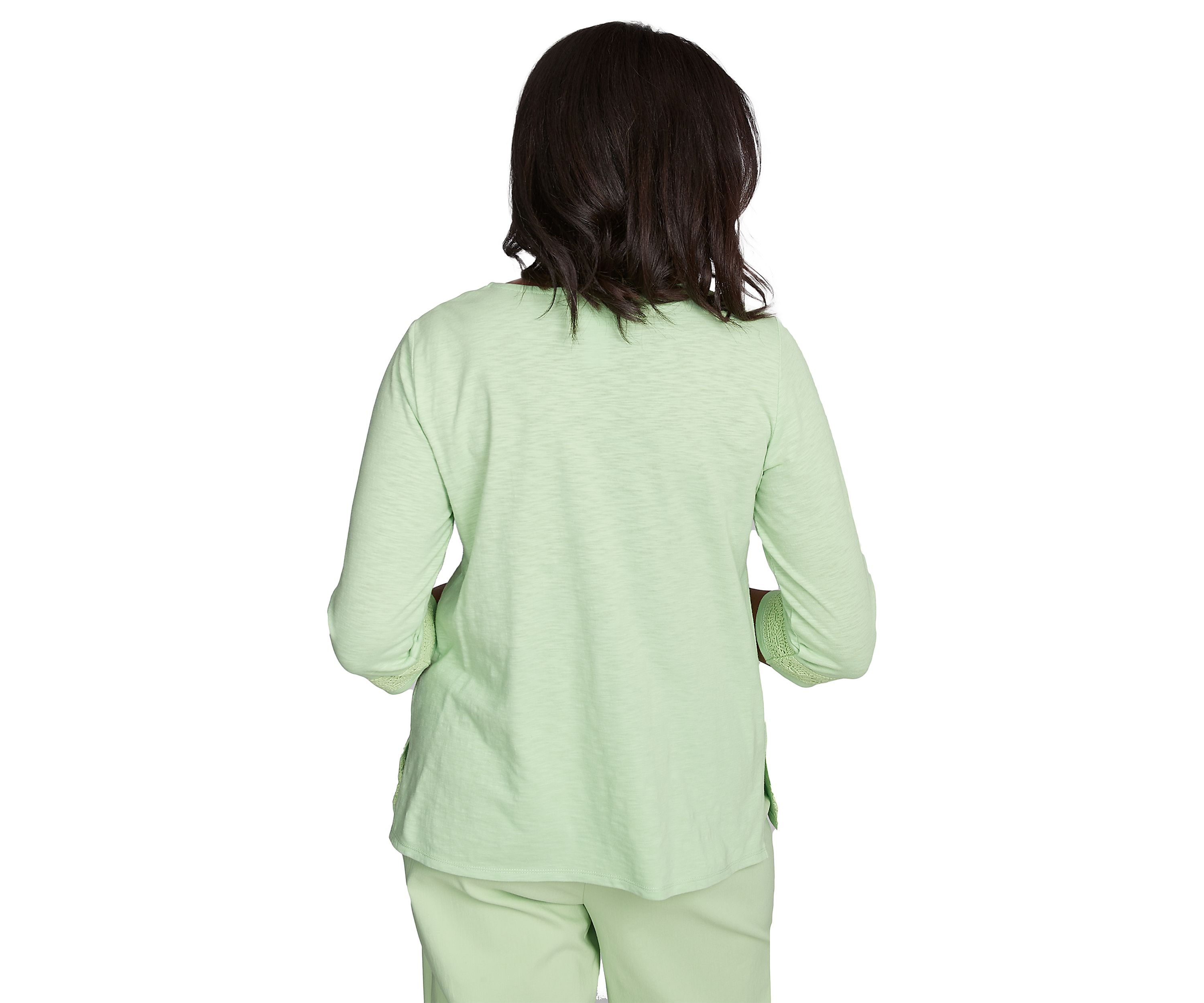 Womens Parrot Cay Solid Top with Lace Trim