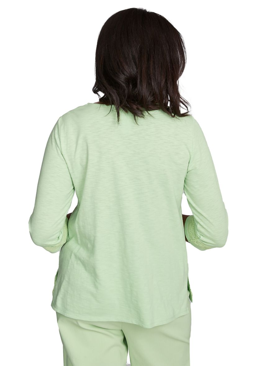 Womens Parrot Cay Solid Top with Lace Trim