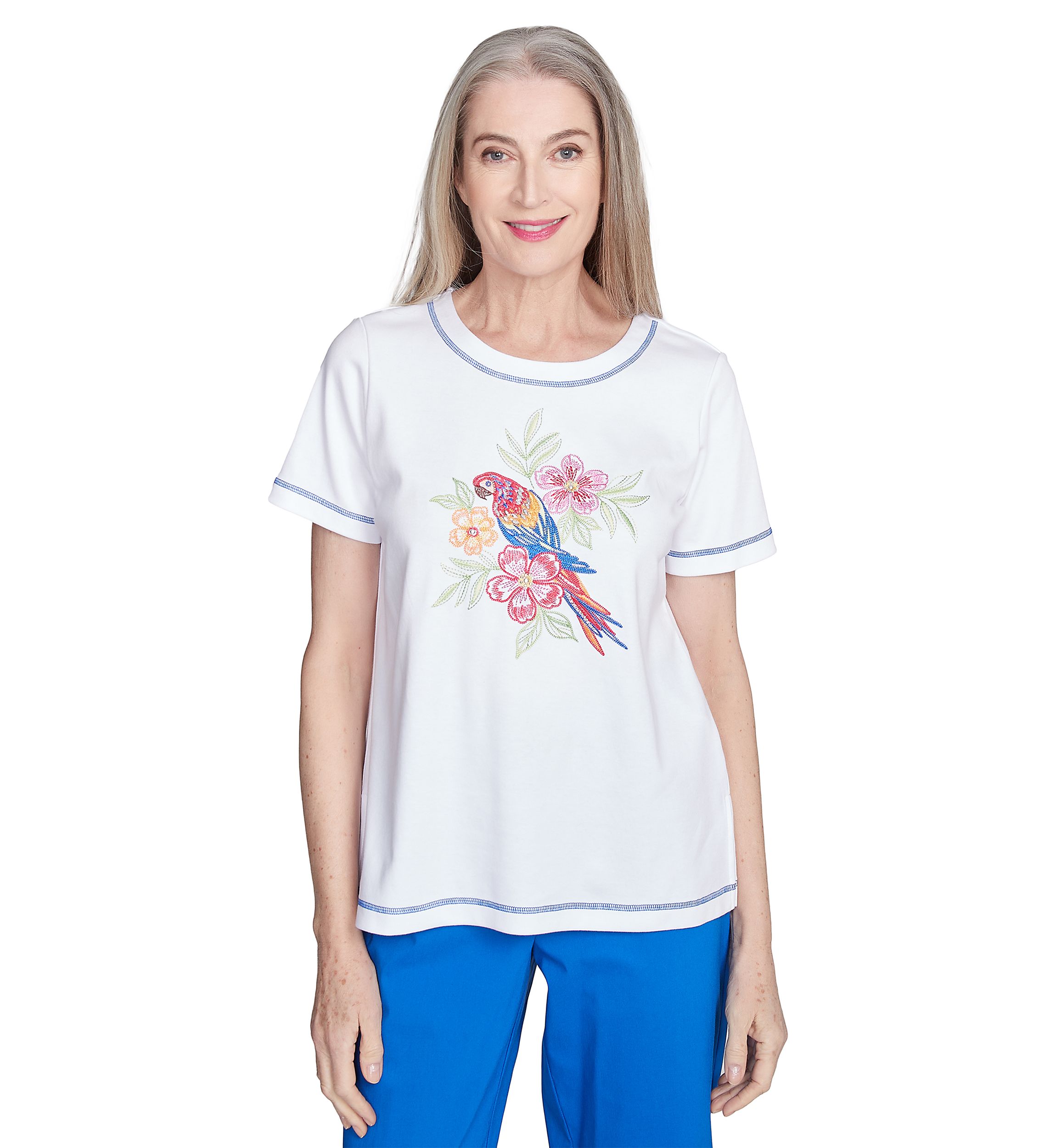 Womens Parrot Cay Appliqué Bird Center Top