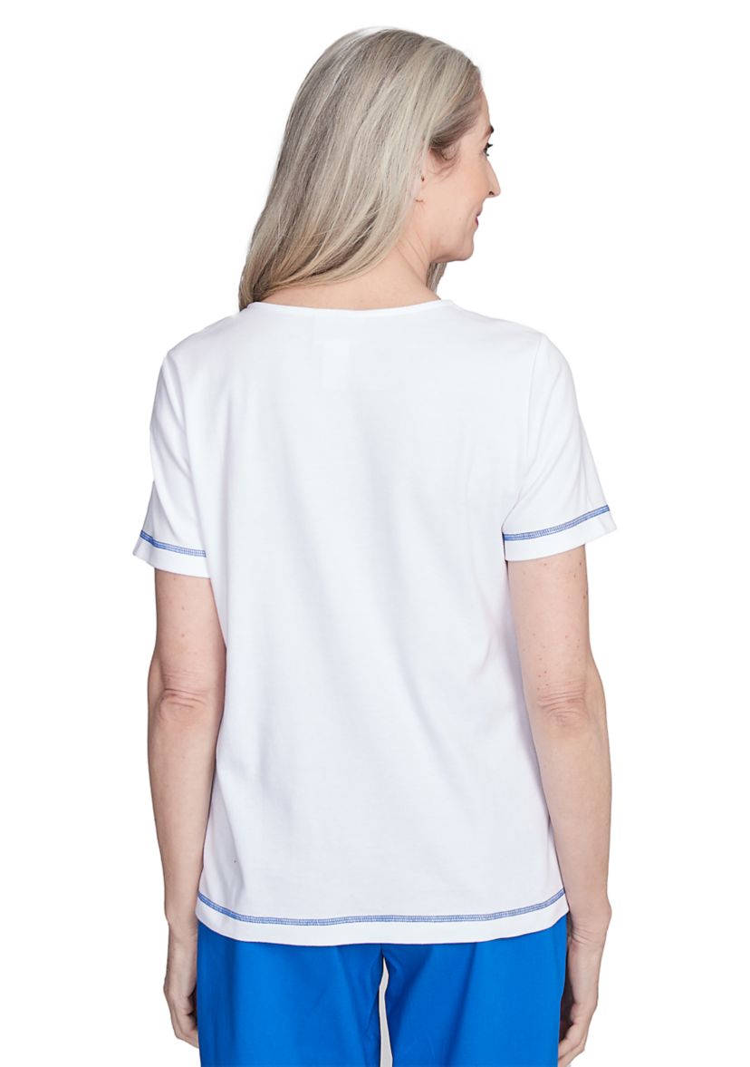 Womens Parrot Cay Appliqué Bird Center Top