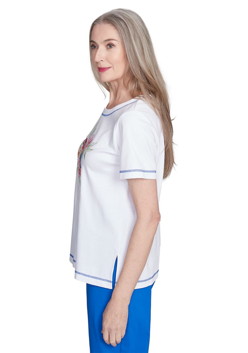 Womens Parrot Cay Appliqué Bird Center Top