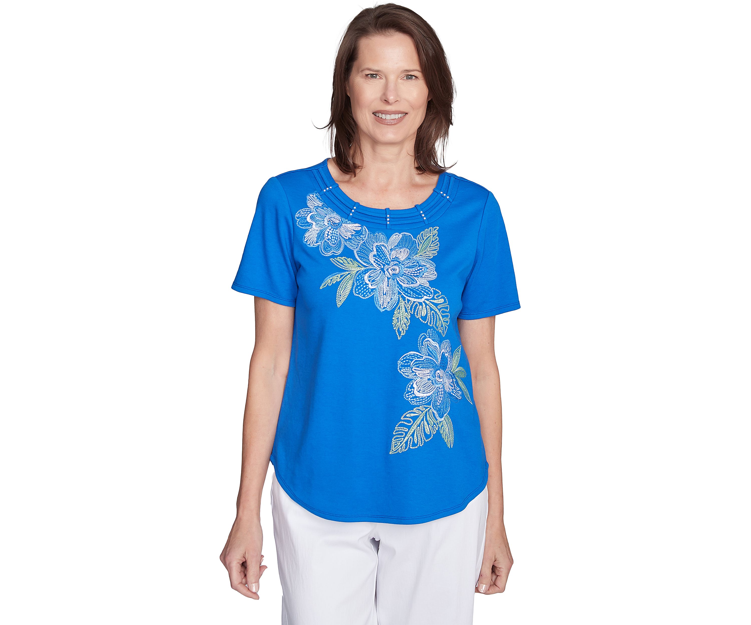 Womens Parrot Cay Floral Embroidery Top