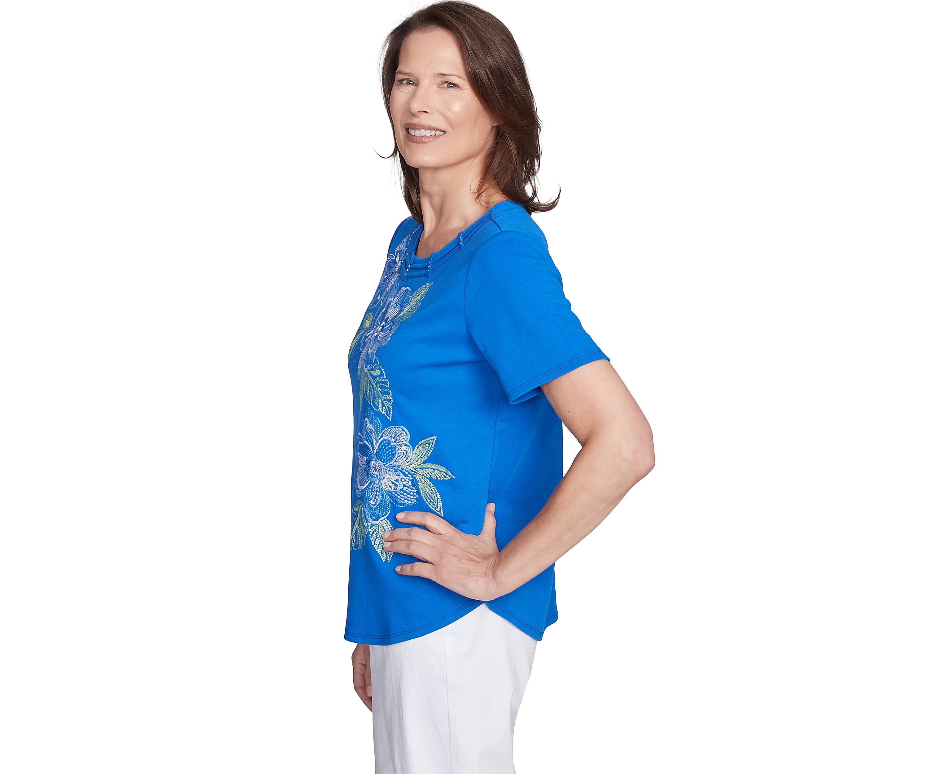 Womens Parrot Cay Floral Embroidery Top