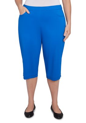Alfred Dunner Women's Plus Size Parrot Cay Novelty Cuff Capri Pants with Tummy Control, 16W -  0196389510619