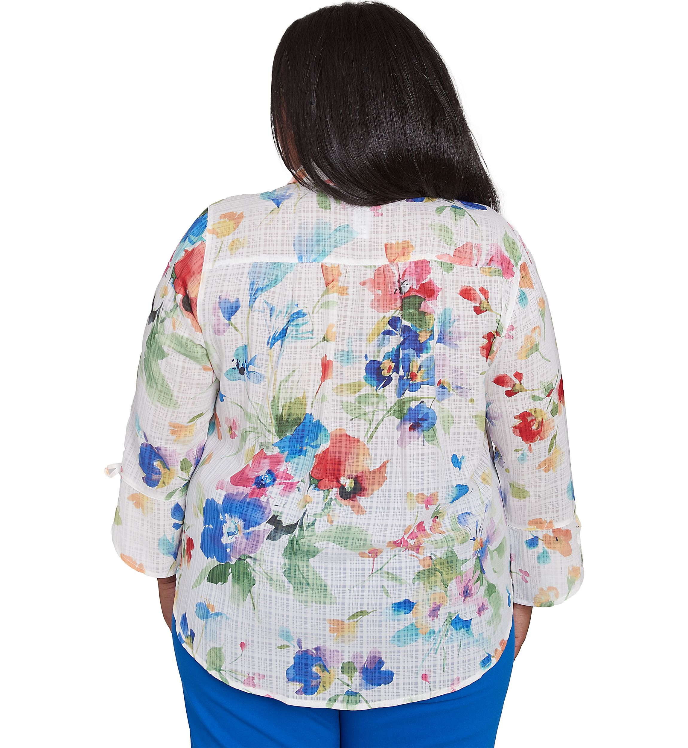 Plus Size Parrot Cay Abstract Watercolor Floral Top