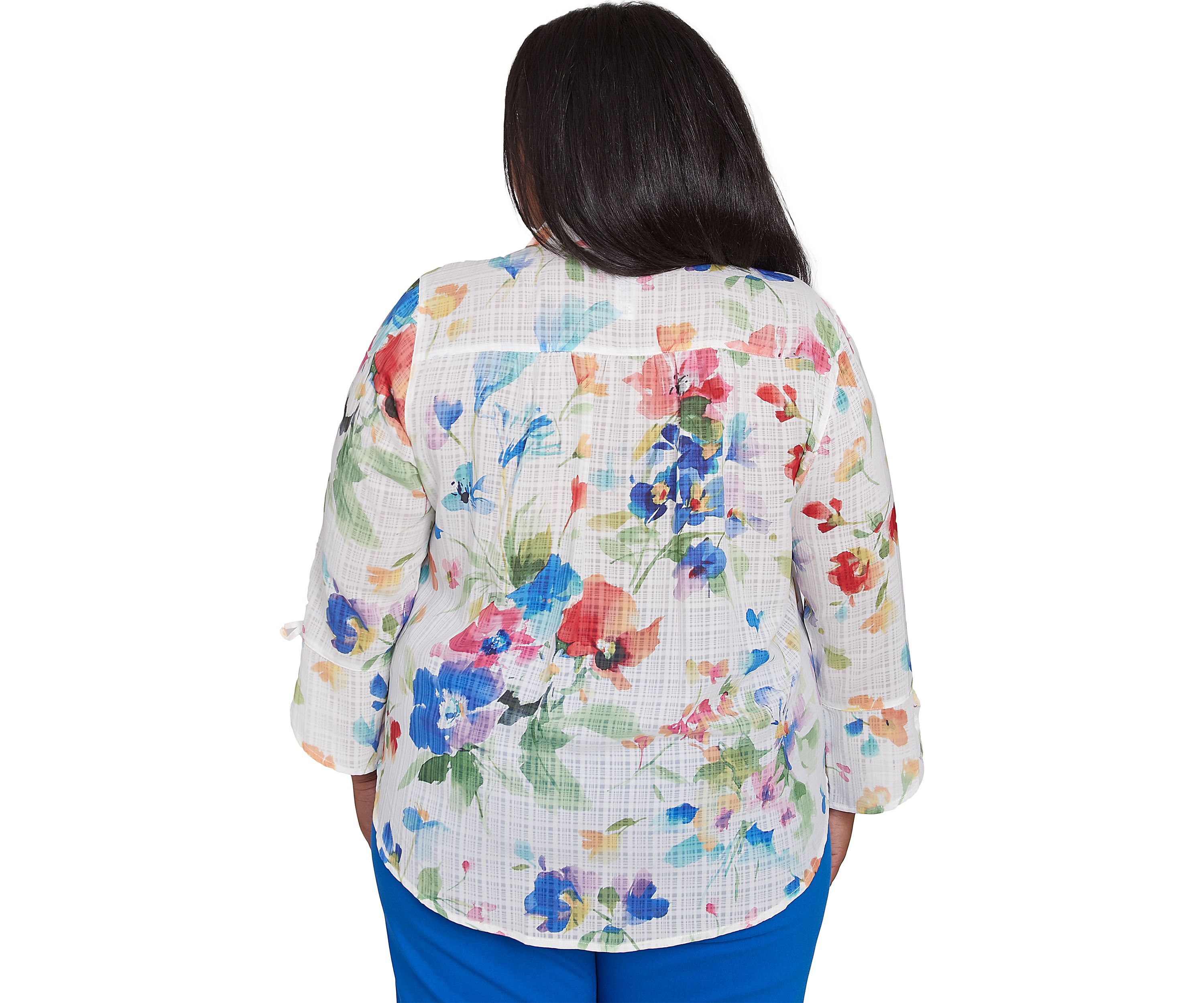 Plus Size Parrot Cay Abstract Watercolor Floral Top