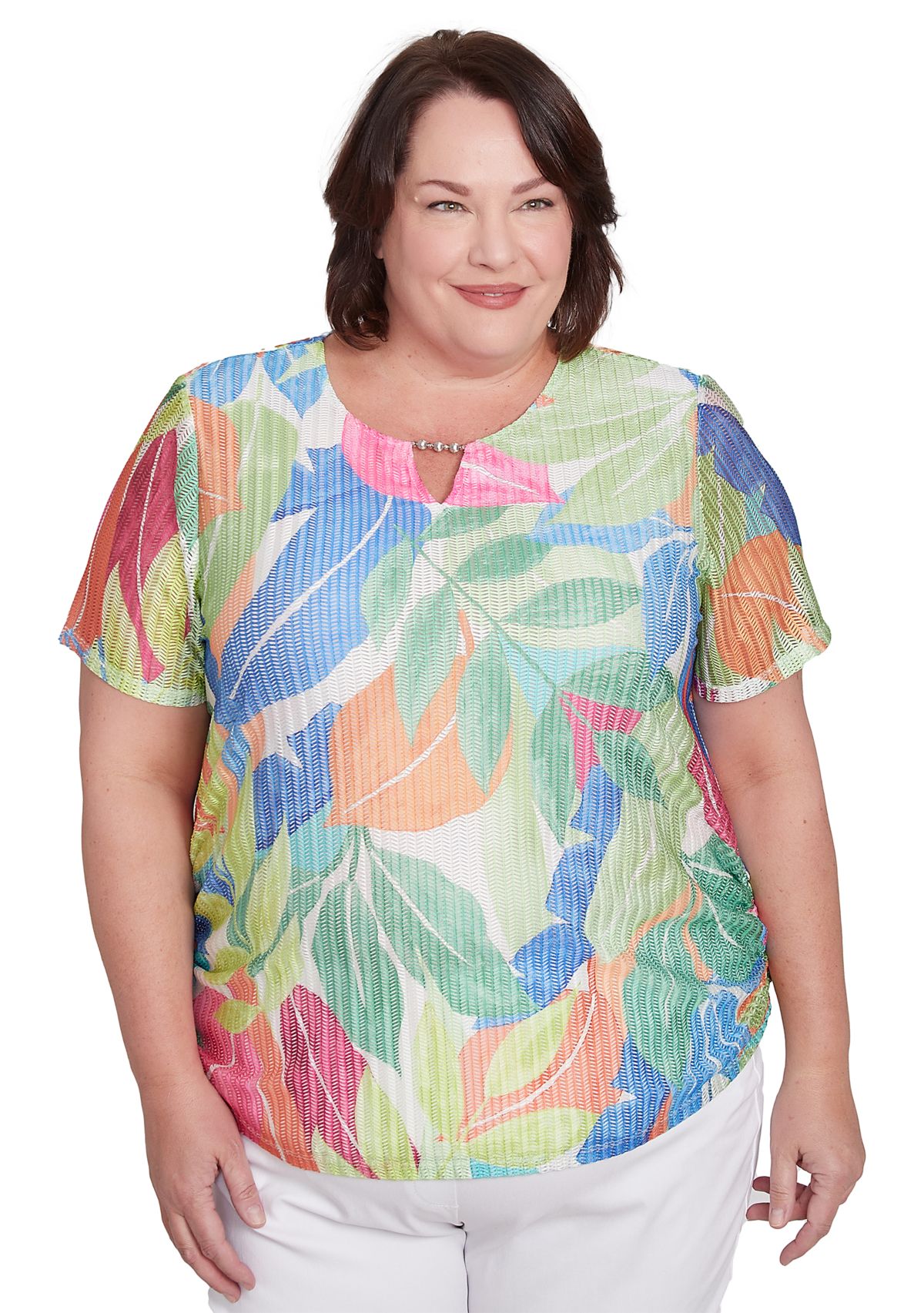 Plus Size Parrot Cay Tropical Texture Top