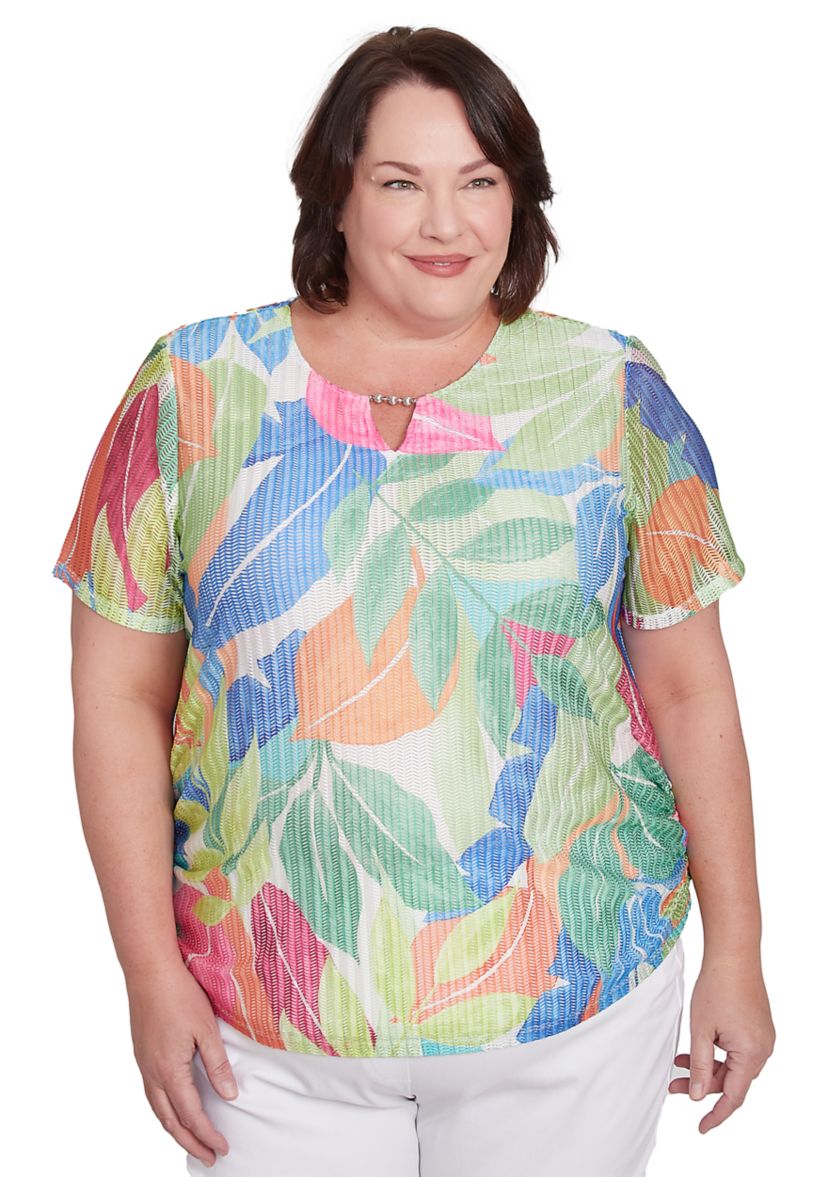 Plus Size Parrot Cay Tropical Texture Top
