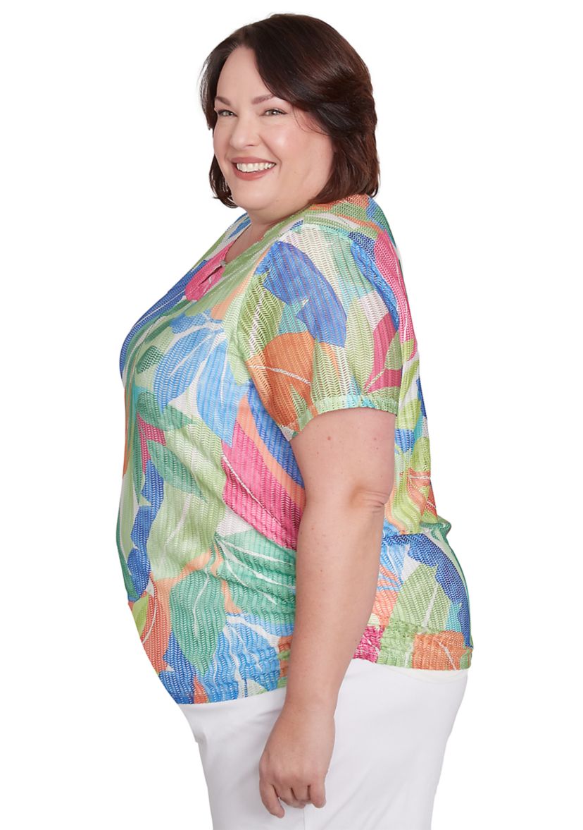 Plus Size Parrot Cay Tropical Texture Top
