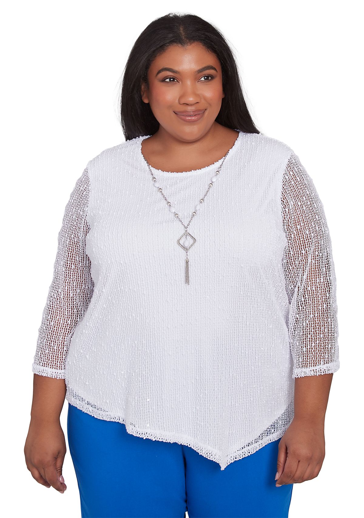 Plus Size Parrot Cay Popcorn Mesh Top