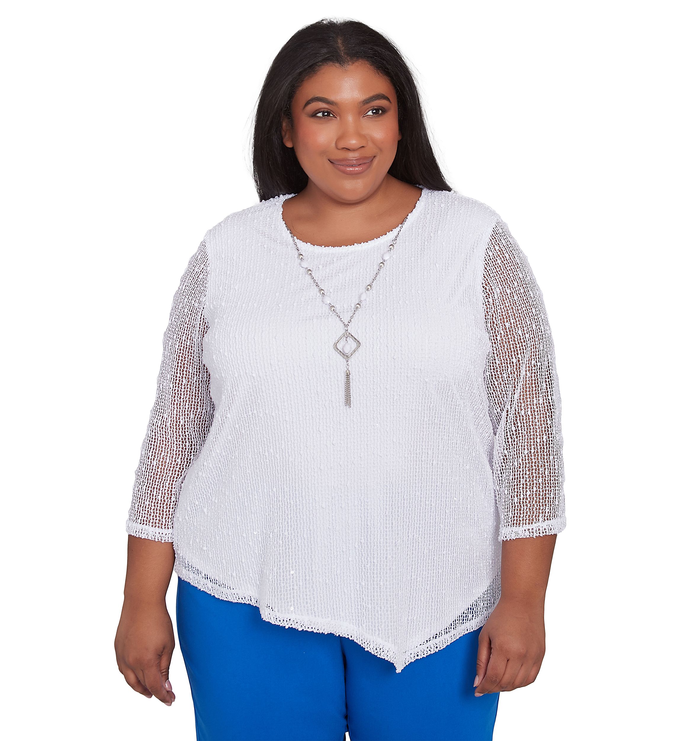 Plus Size Parrot Cay Popcorn Mesh Top