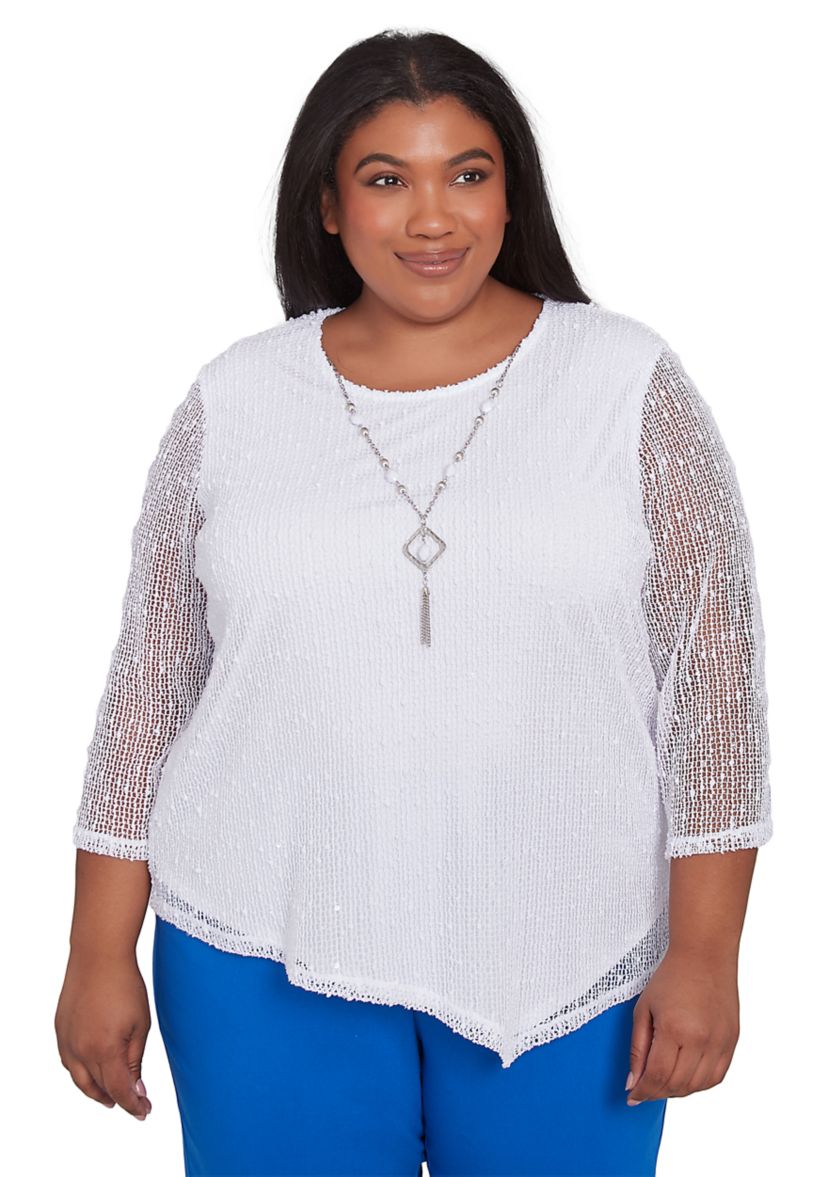 Plus Size Parrot Cay Popcorn Mesh Top
