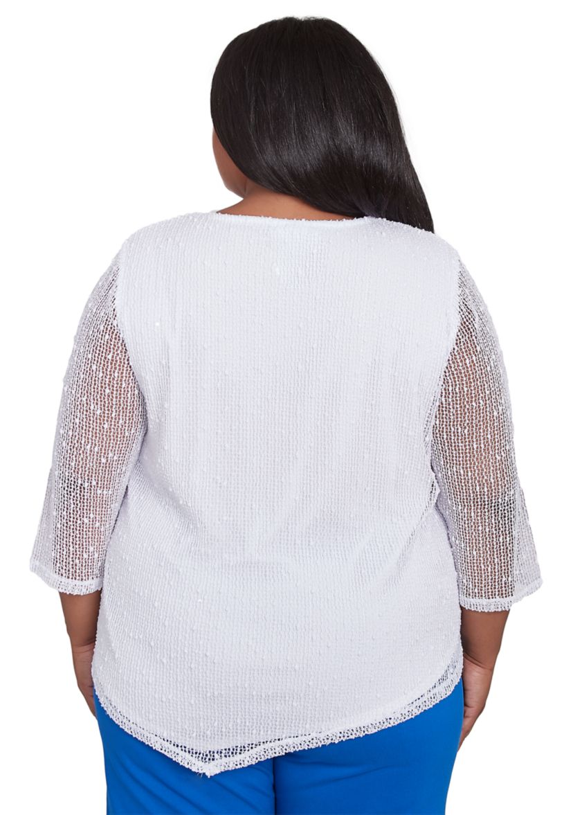 Plus Size Parrot Cay Popcorn Mesh Top
