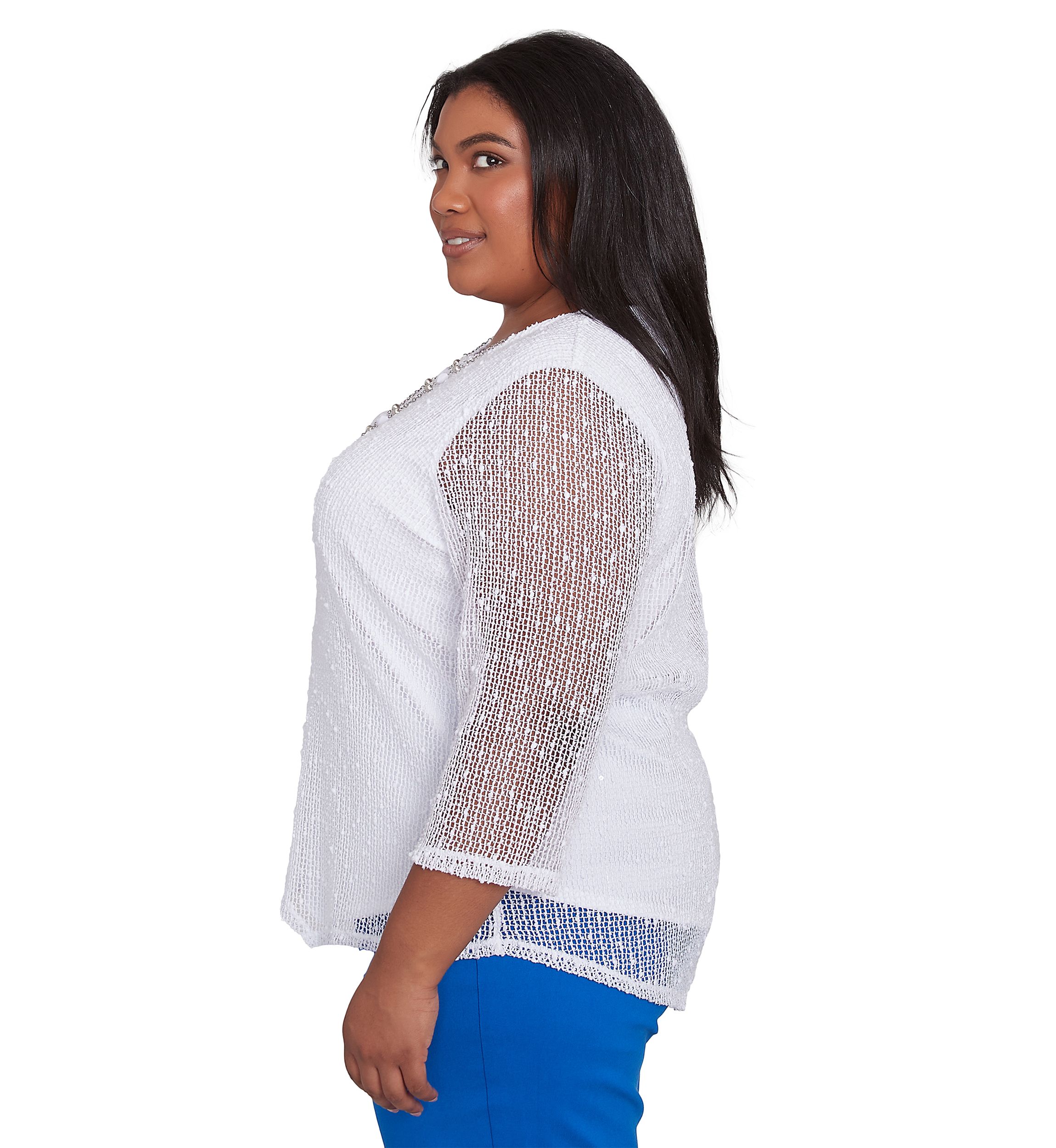 Plus Size Parrot Cay Popcorn Mesh Top