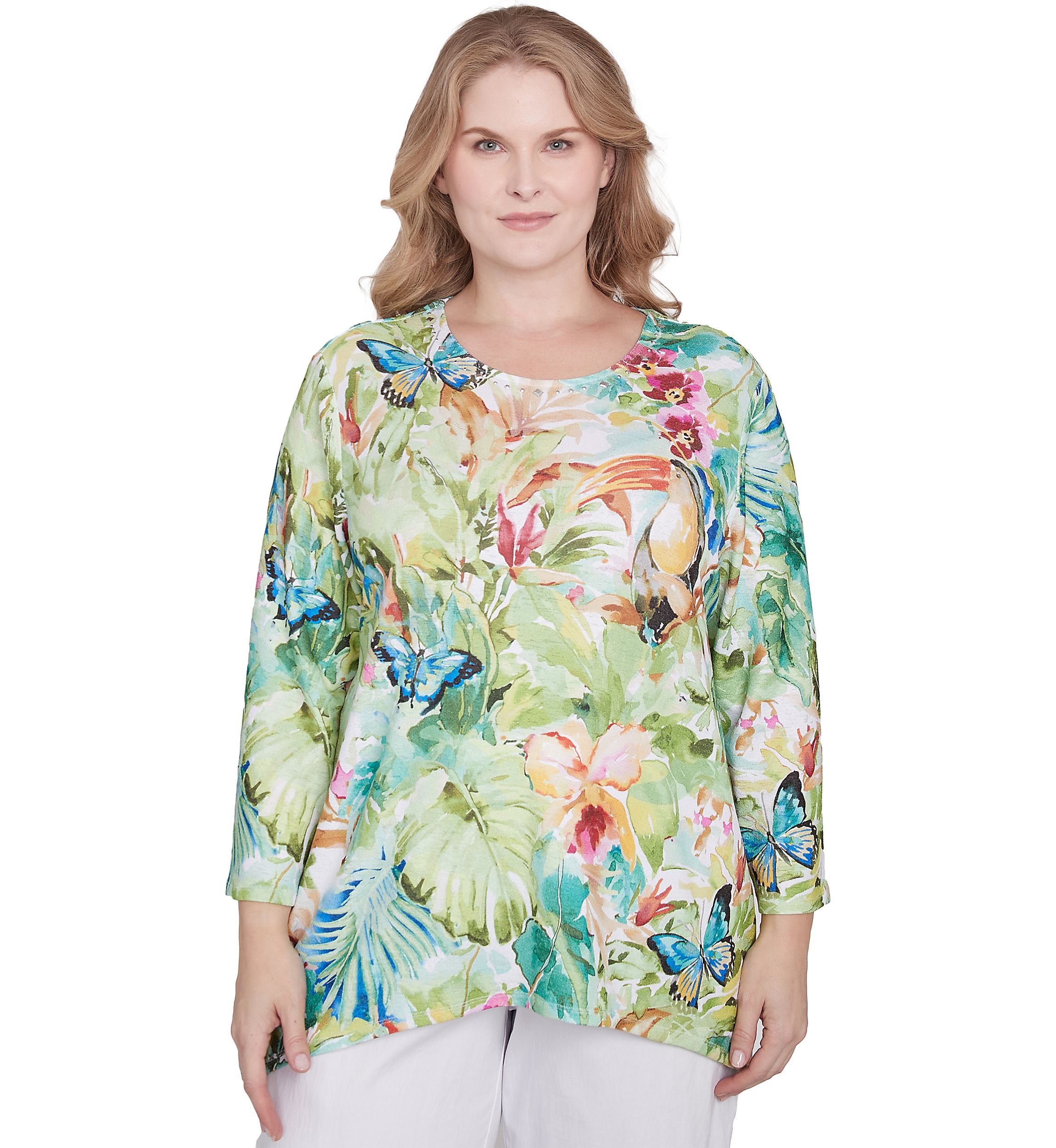 Plus Size Parrot Cay Tropical Toucan Top