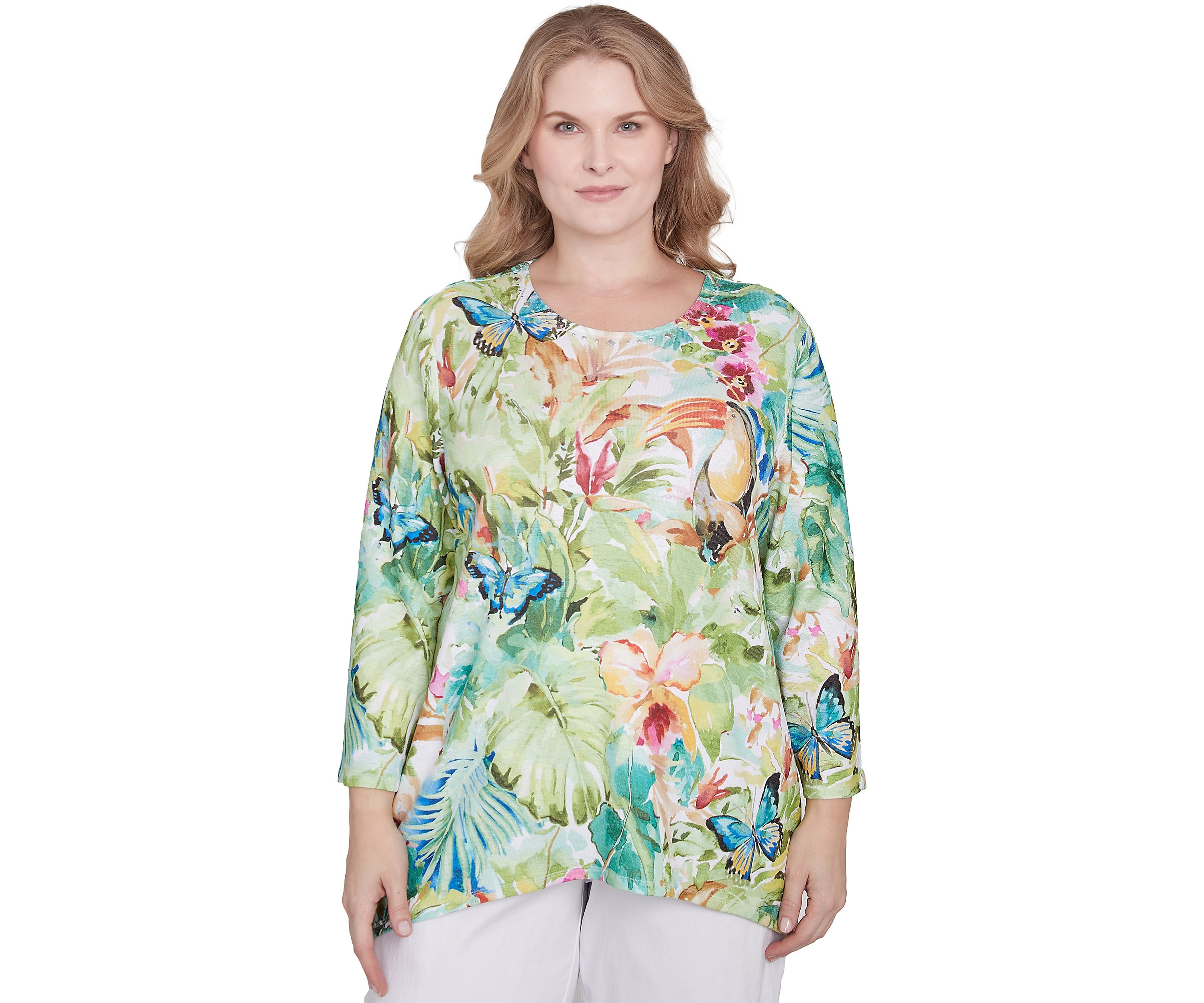 Plus Size Parrot Cay Tropical Toucan Top