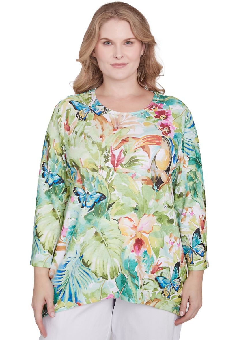 Plus Size Parrot Cay Tropical Toucan Top