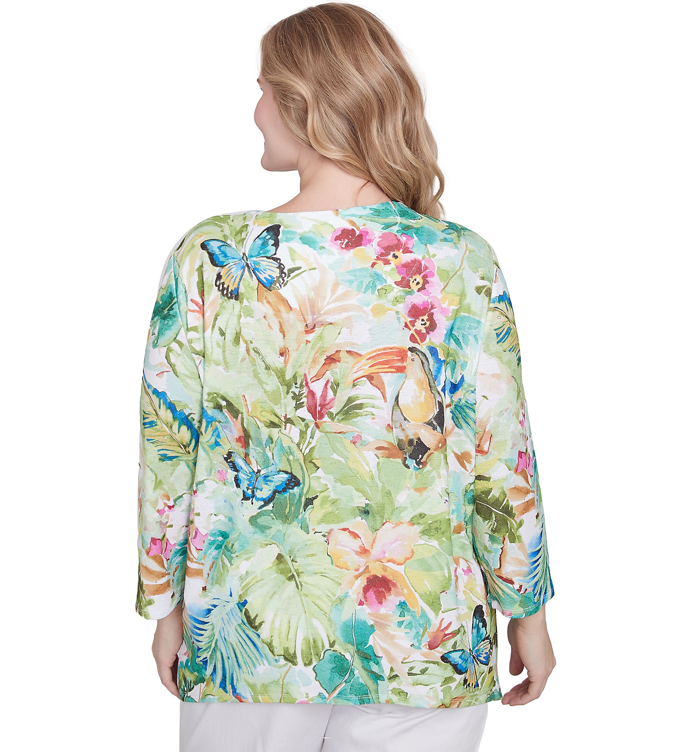 Plus Size Parrot Cay Tropical Toucan Top