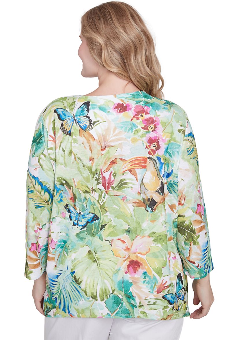 Plus Size Parrot Cay Tropical Toucan Top