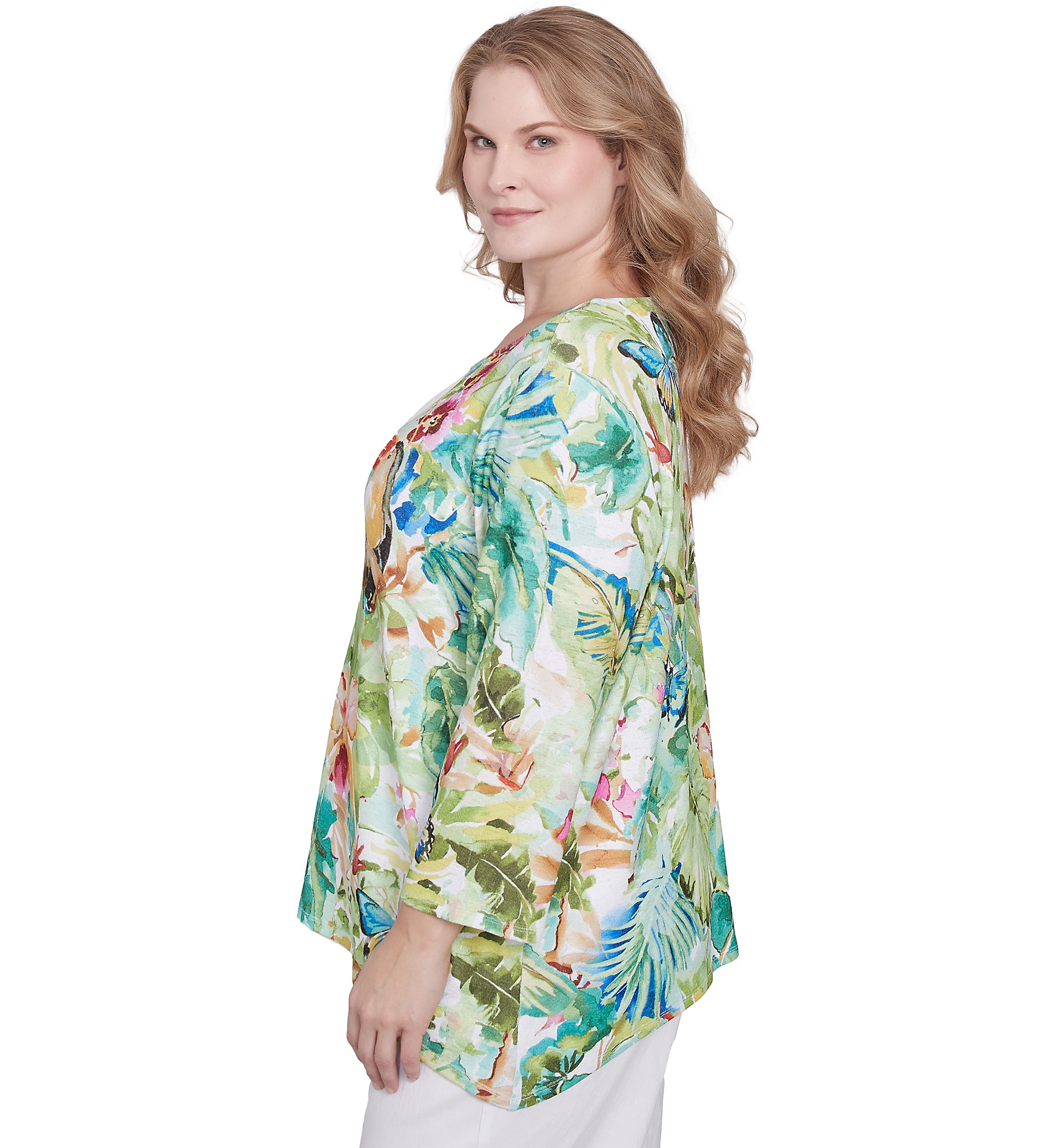 Plus Size Parrot Cay Tropical Toucan Top