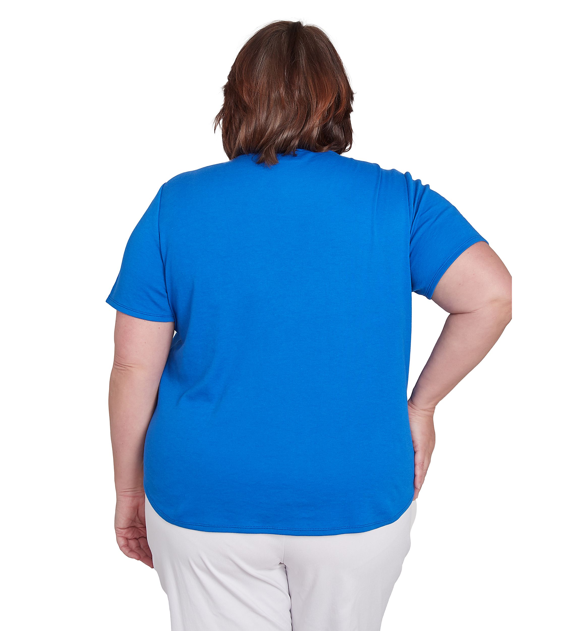 Plus Size Parrot Cay Floral Embroidery Top