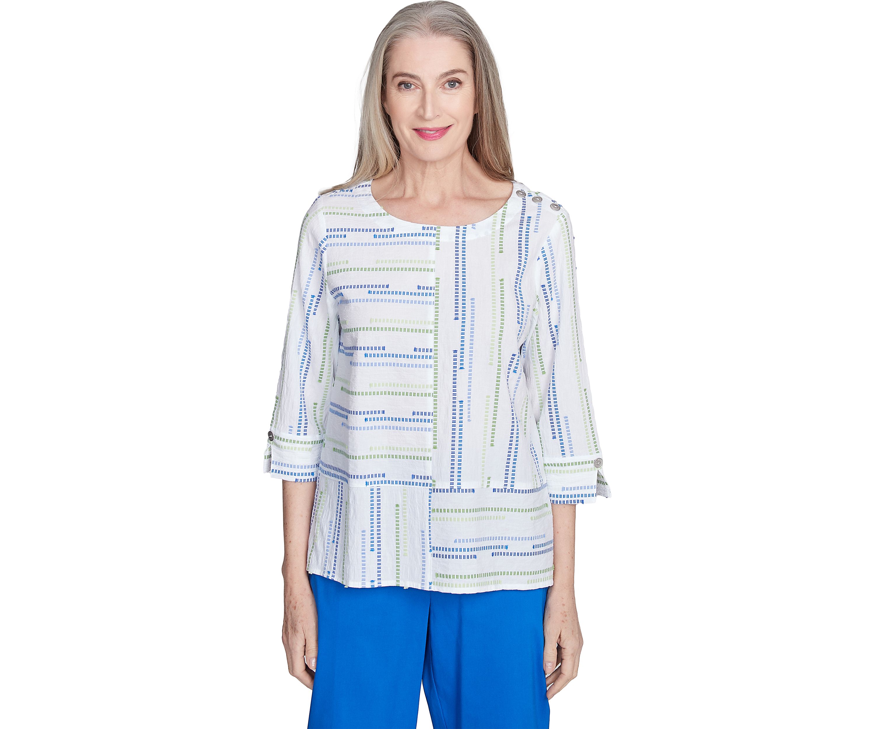 Petite Parrot Cay Texture Jacquard Spliced Top