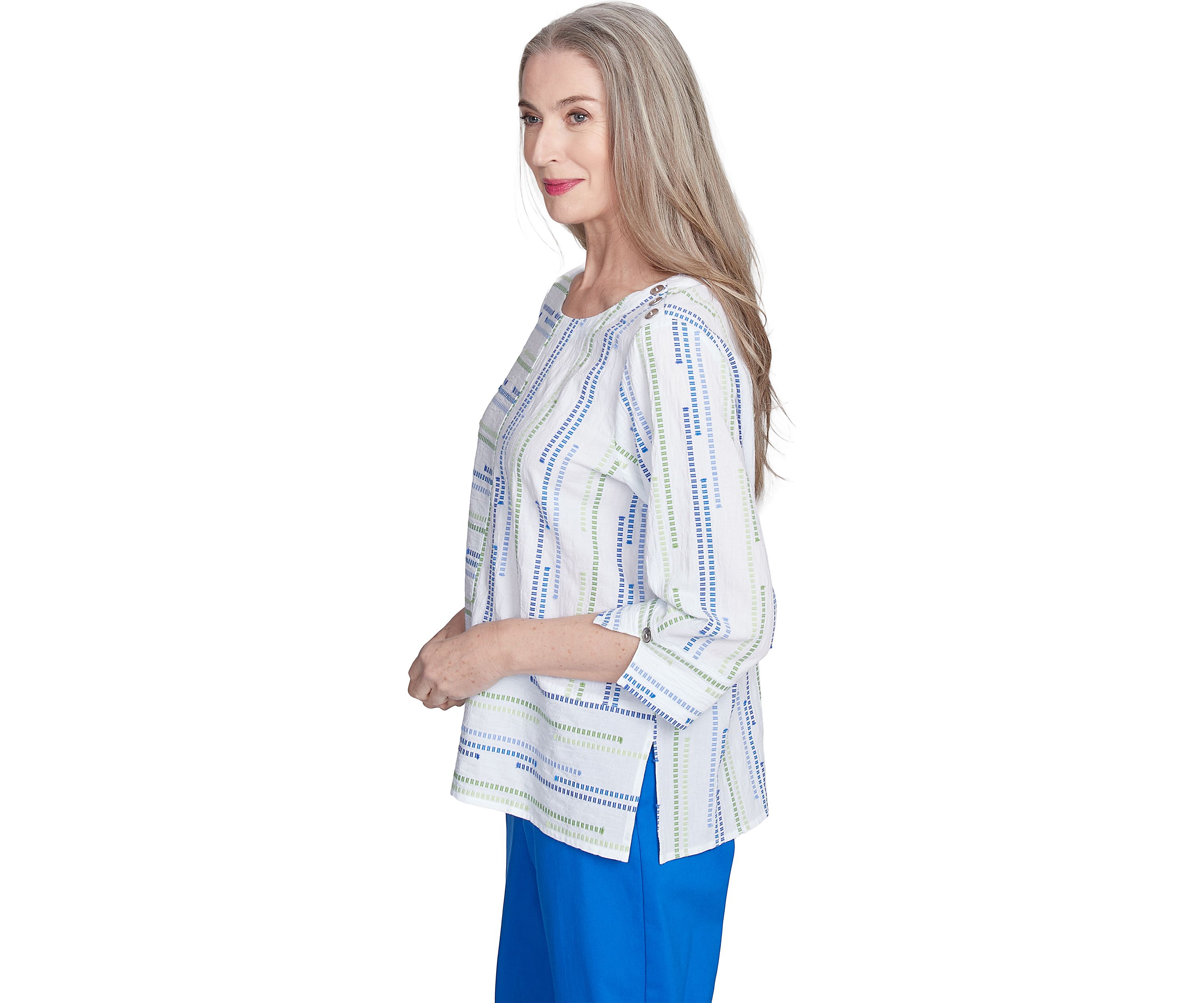 Petite Parrot Cay Texture Jacquard Spliced Top