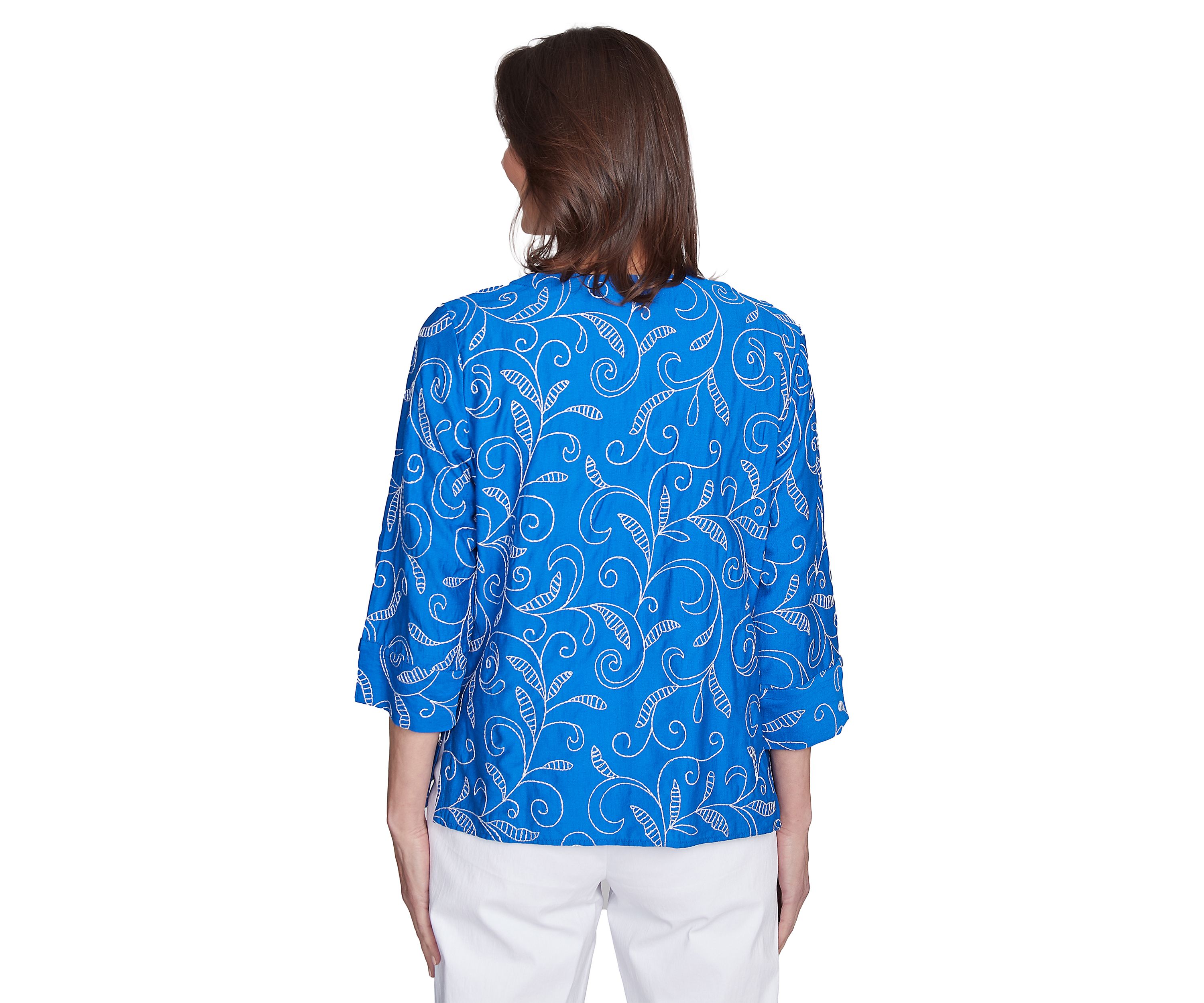 Petite Parrot Cay Scroll Embroidery Top