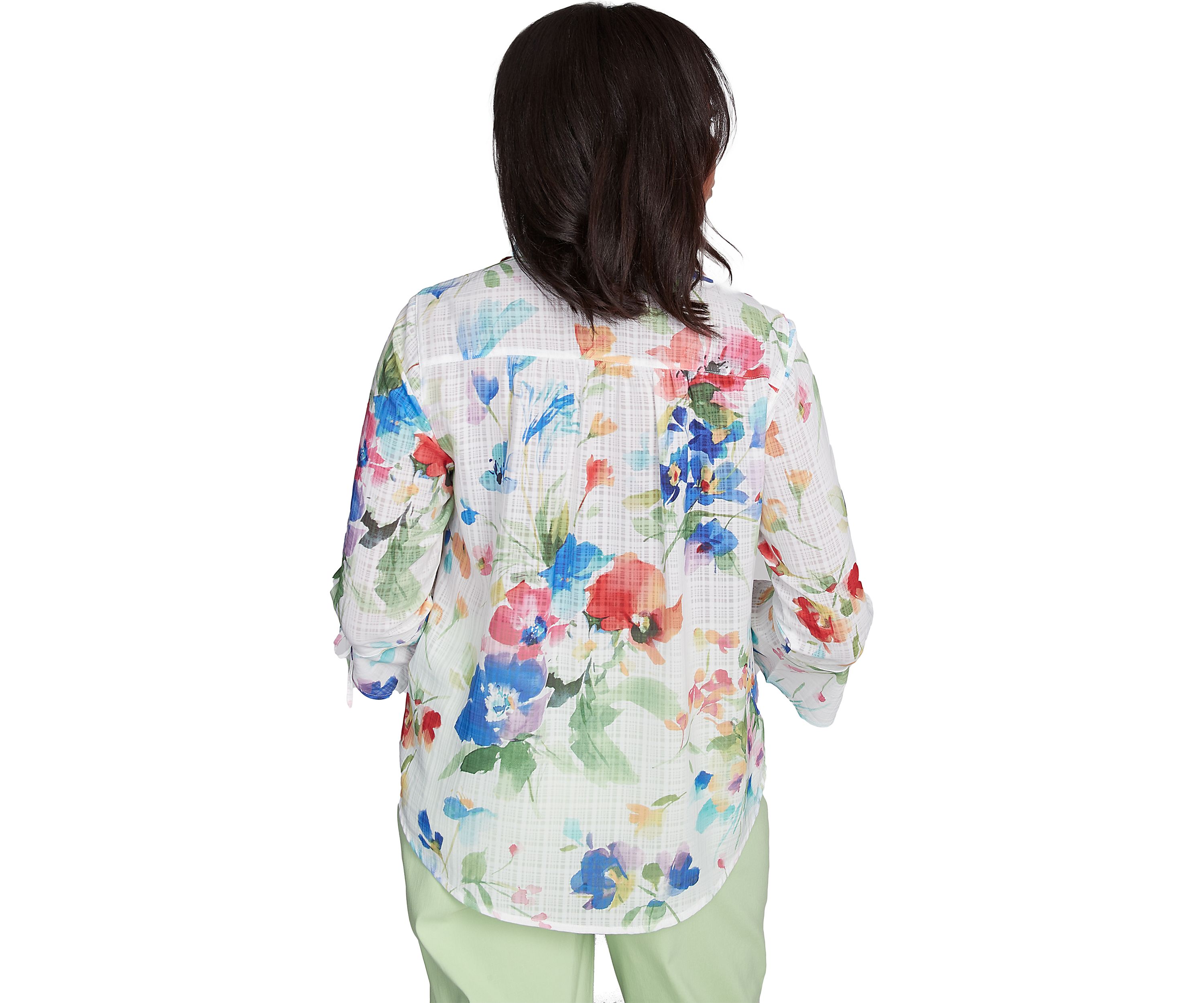 Petite Parrot Cay Abstract Watercolor Floral Top