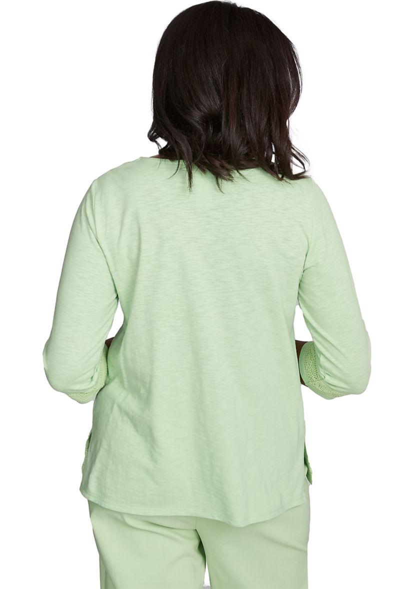 Petite Parrot Cay Solid Top with Lace Trim
