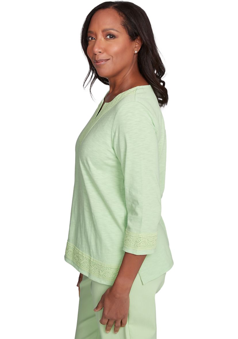 Petite Parrot Cay Solid Top with Lace Trim