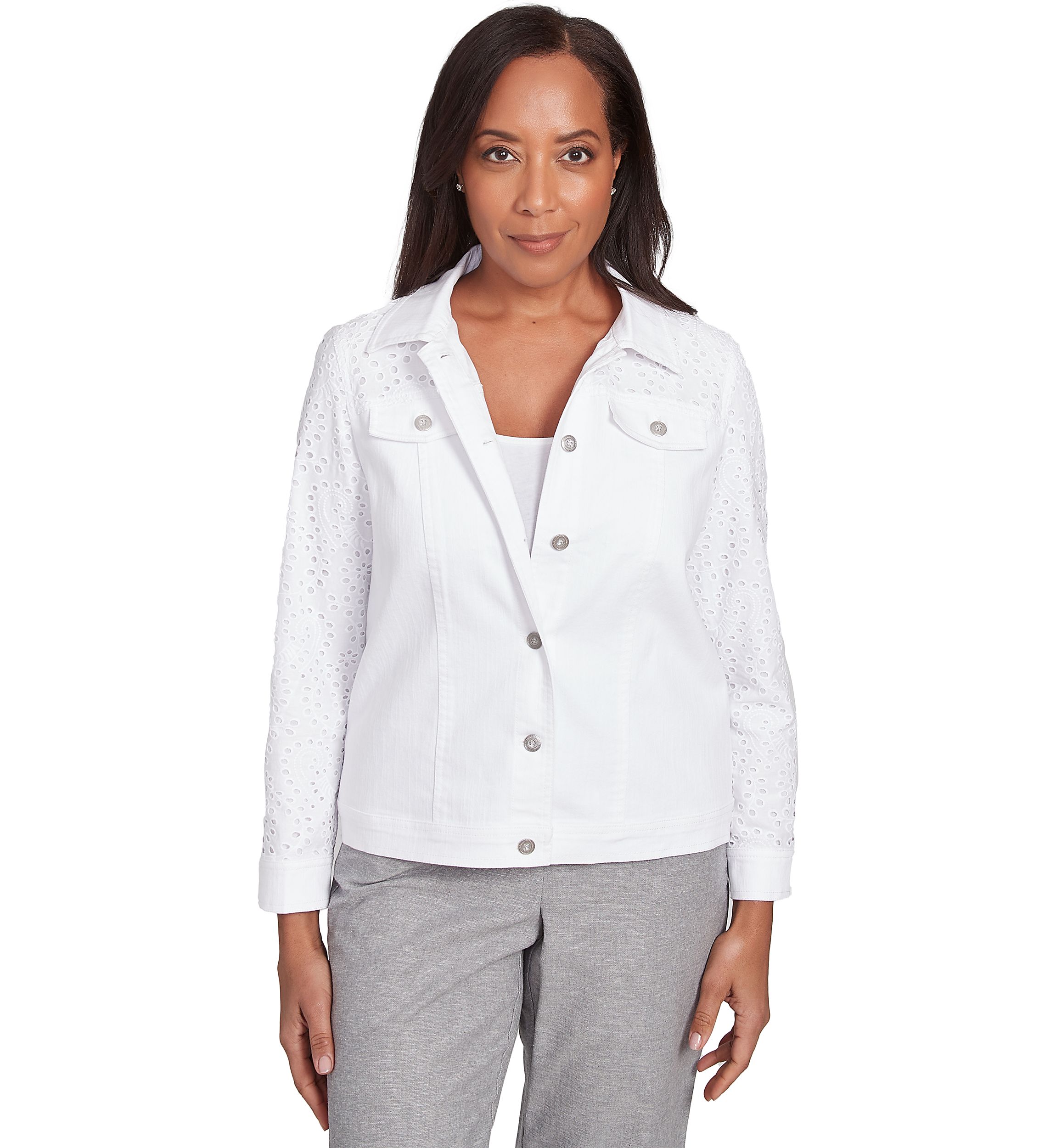Womens Crystal Springs Eyelet Denim Jacket