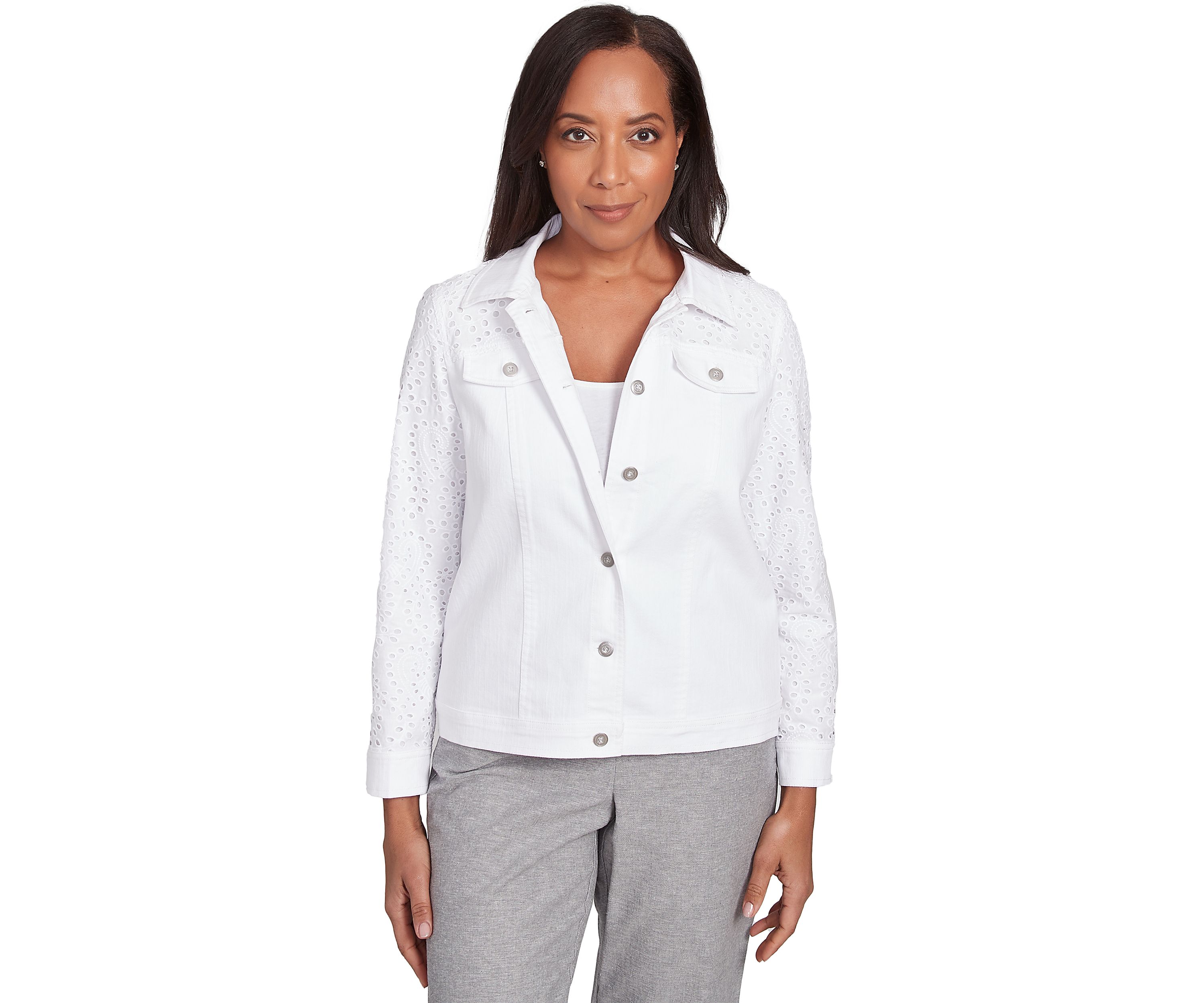 Womens Crystal Springs Eyelet Denim Jacket
