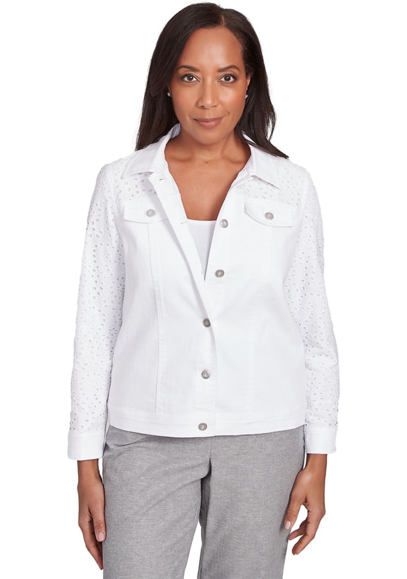 Womens Crystal Springs Eyelet Denim Jacket