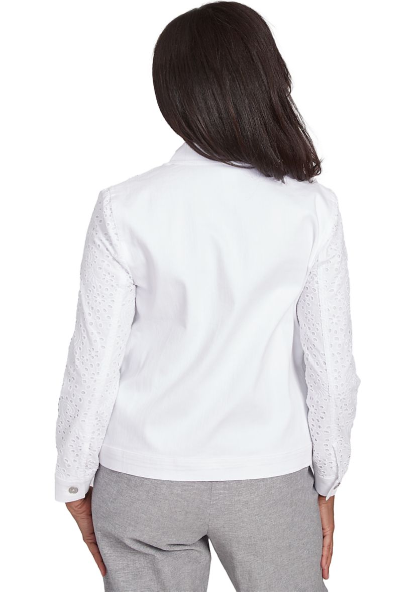 Womens Crystal Springs Eyelet Denim Jacket