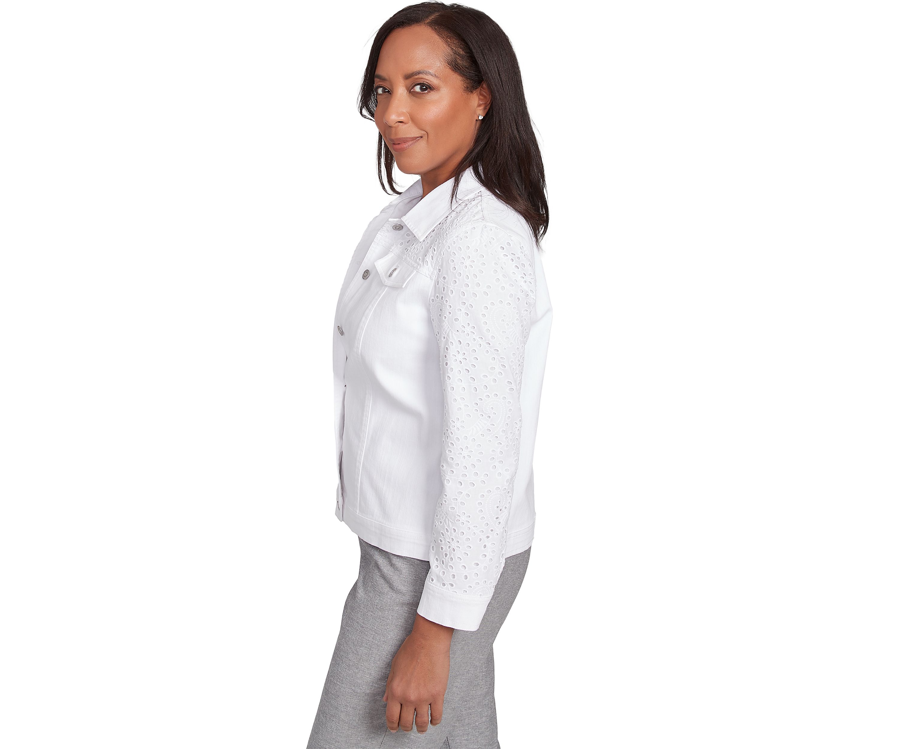 Womens Crystal Springs Eyelet Denim Jacket