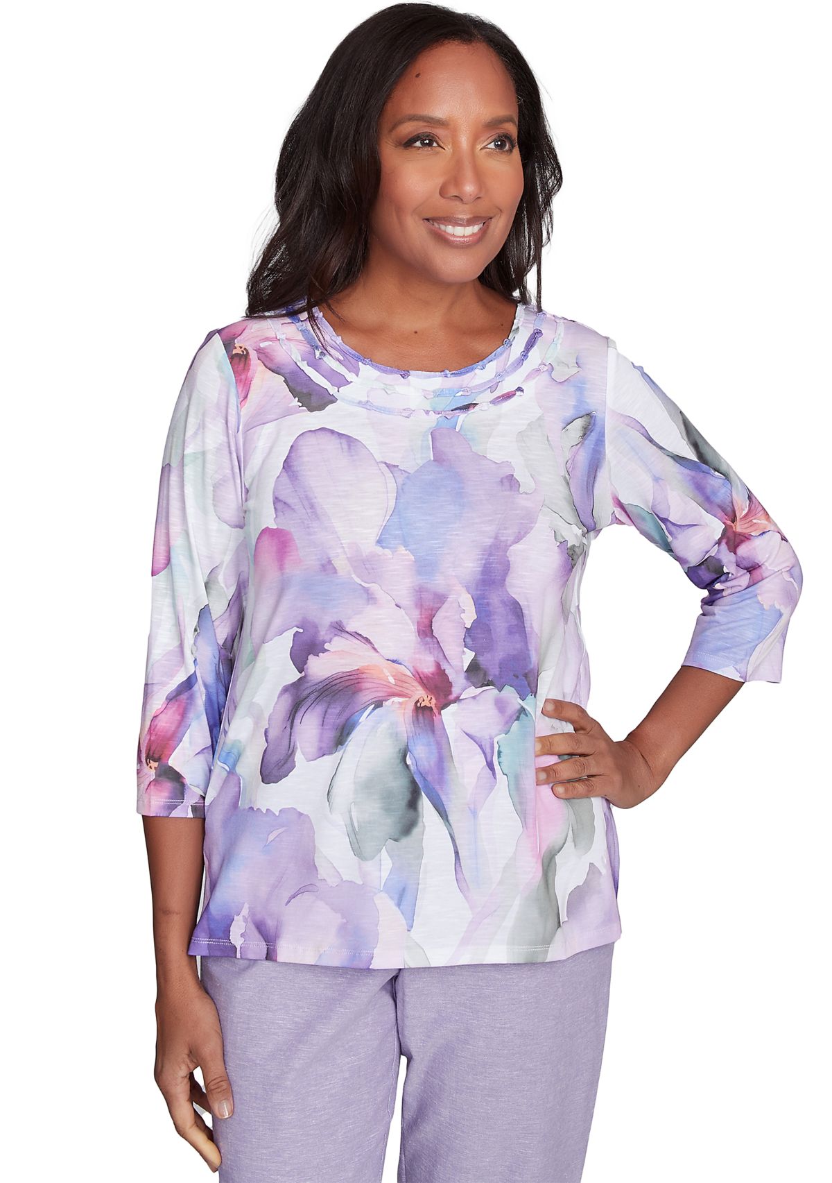 Womens Crystal Springs Dramatic Flowers Top